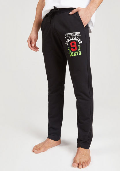 Embroidered Pyjamas with Drawstring Closure and Pockets-Bottoms-image-0