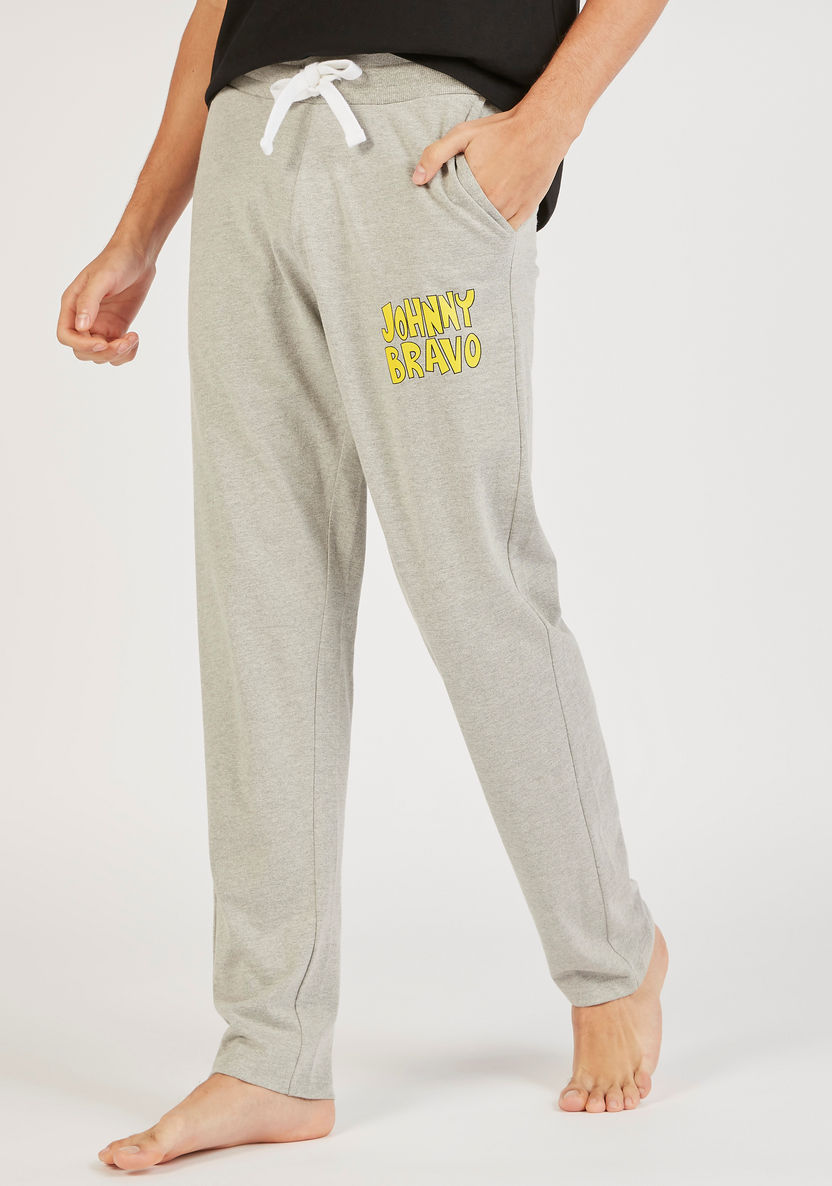 Johnny Bravo Print T-shirt and Full Length Pyjama Set-Sets-image-3