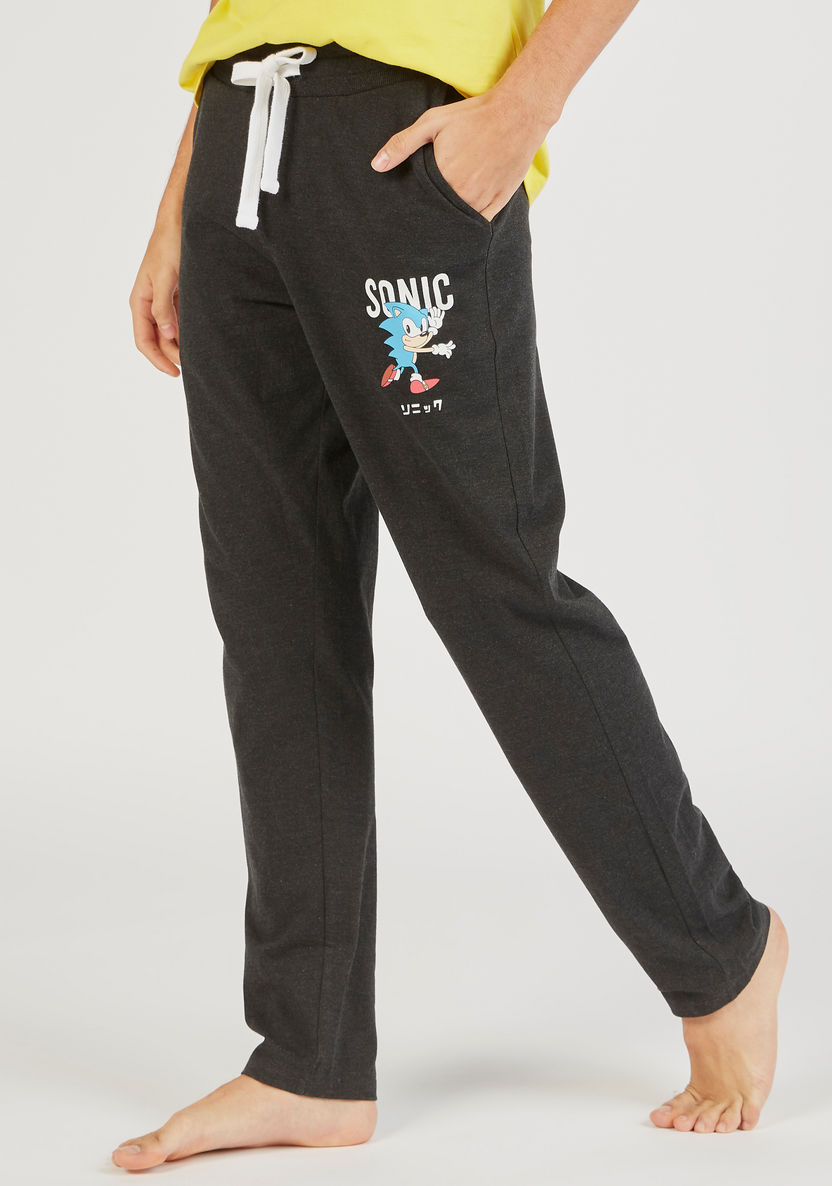 Sonic The Hedgehog Print T-shirt and Full Length Pyjama Set-Sets-image-3