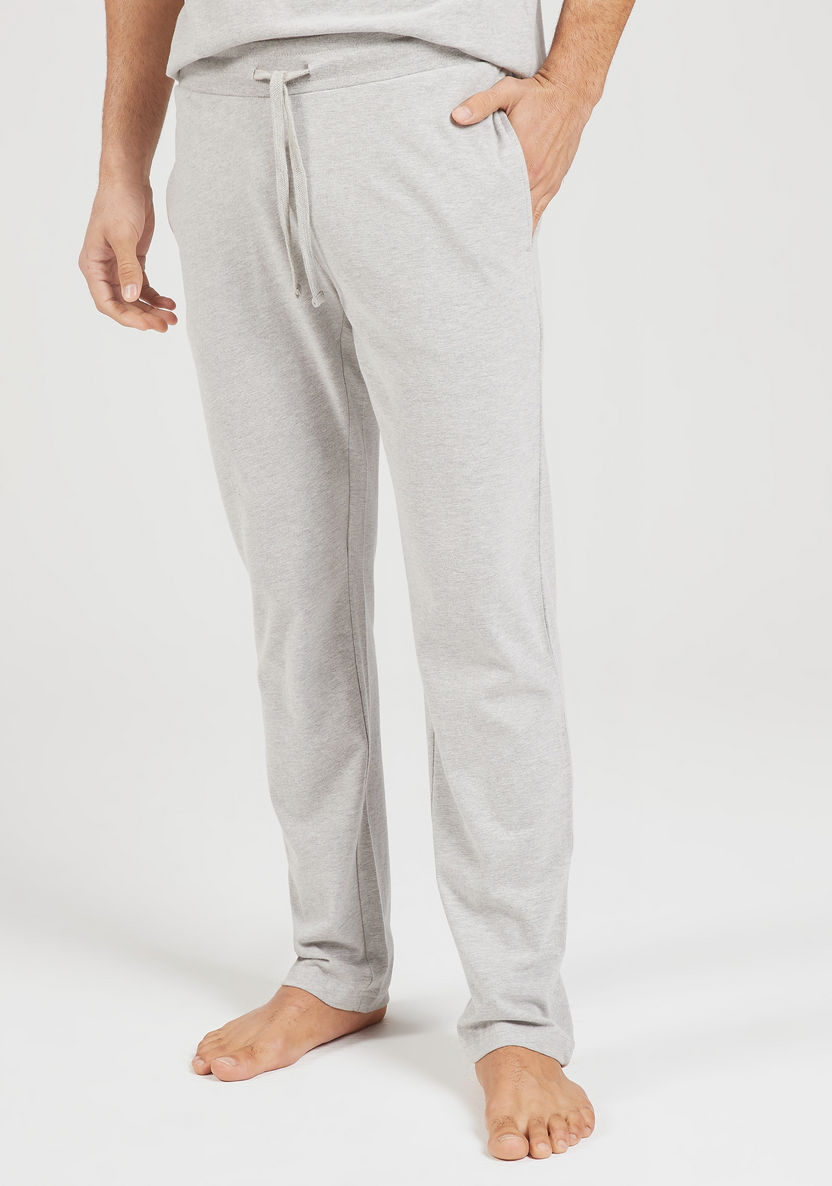 Solid Short Sleeves T-Shirt and Full Length Pyjama Set-Sets-image-3