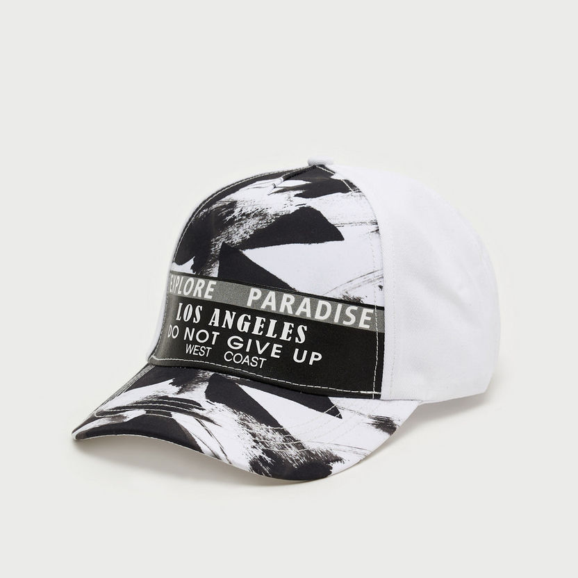 Printed Cap with Buckled Strap Closure-Caps & Hats-image-0