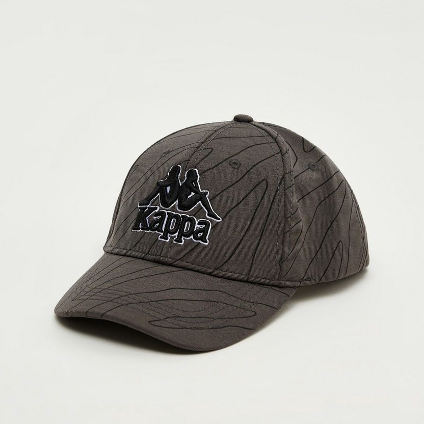 Kappa Printed Cap with Hook and Loop Strap Closure-Caps & Hats-image-0