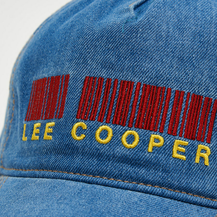 Lee Cooper Embroidered Denim Cap with Hook and Loop Strap Closure-Caps & Hats-image-2