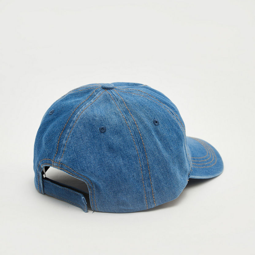 Lee Cooper Embroidered Denim Cap with Hook and Loop Strap Closure-Caps & Hats-image-3