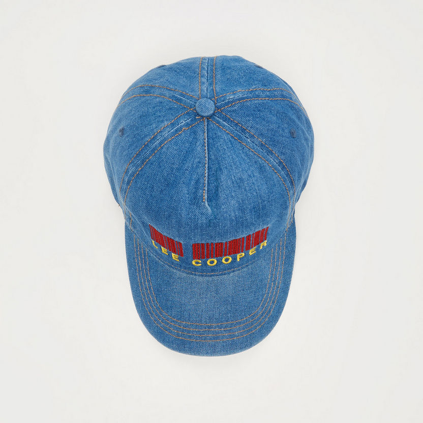 Lee Cooper Embroidered Denim Cap with Hook and Loop Strap Closure-Caps & Hats-image-4