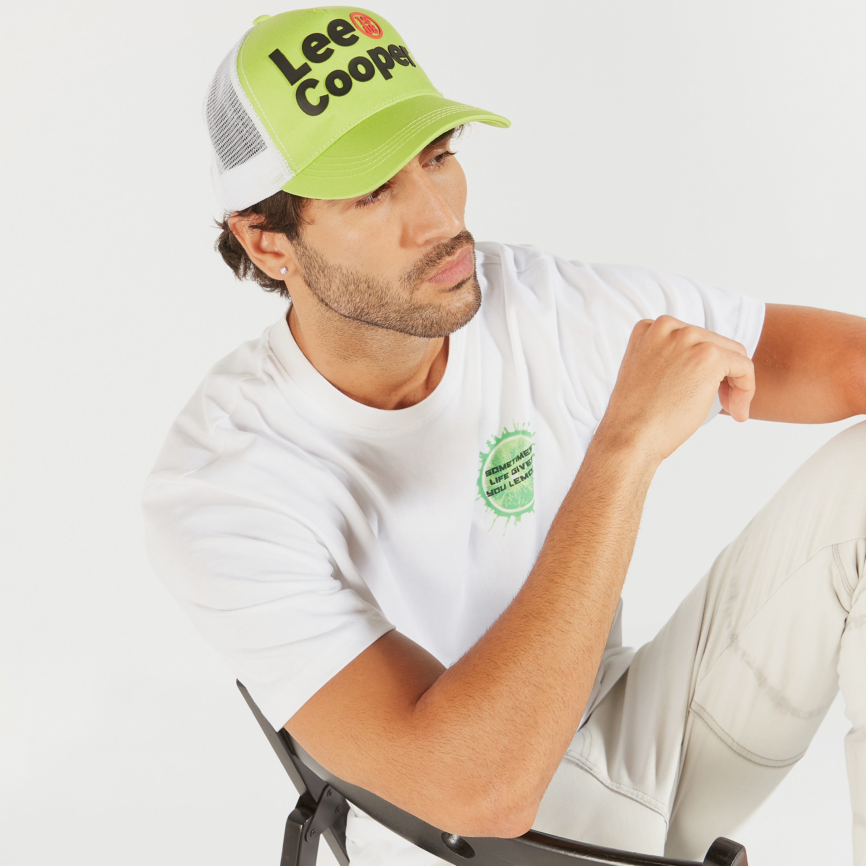Lee Cooper Embossed Cap with Snap Back Closure and Mesh Panels-men-caps-image-2