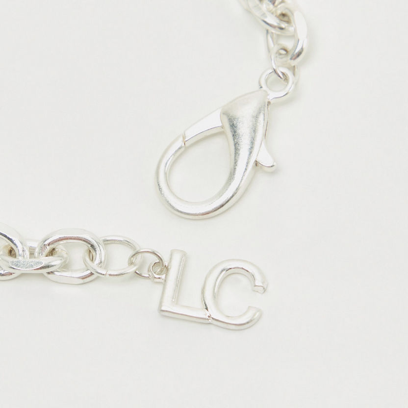 Chunky Chain Metallic Bracelet with Alphabet Charm-Bracelets-image-1