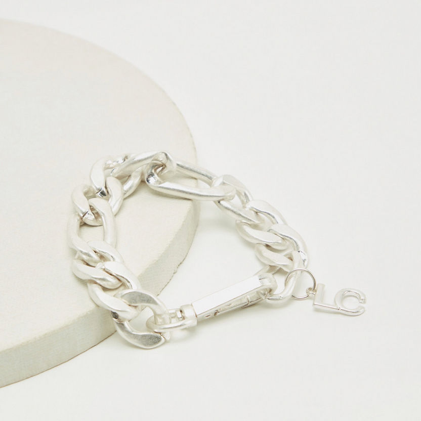 Chunky Chain Bracelet with Alphabet Charm-Bracelets-image-0