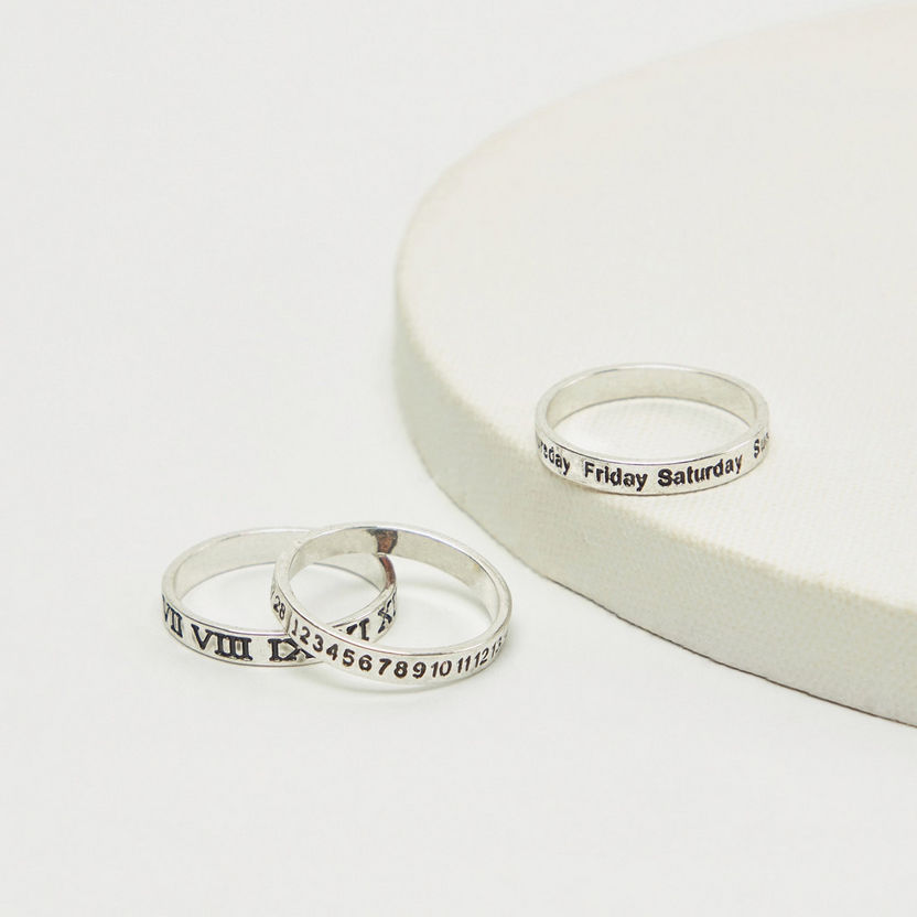Set of 3 - Engraved Metallic Ring-Rings-image-0