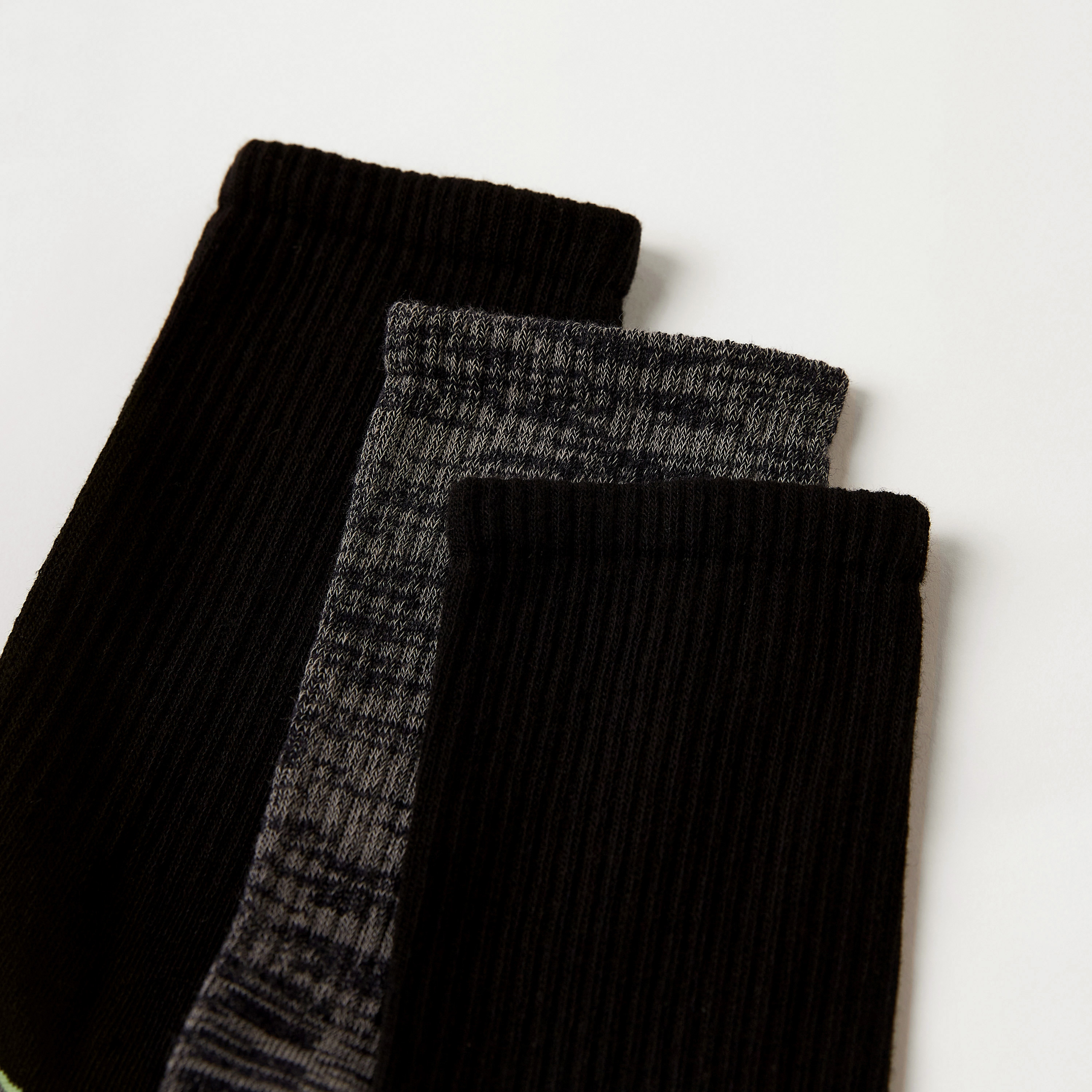 Set of 3 - Textured Crew Length Socks-men-socks-image-3