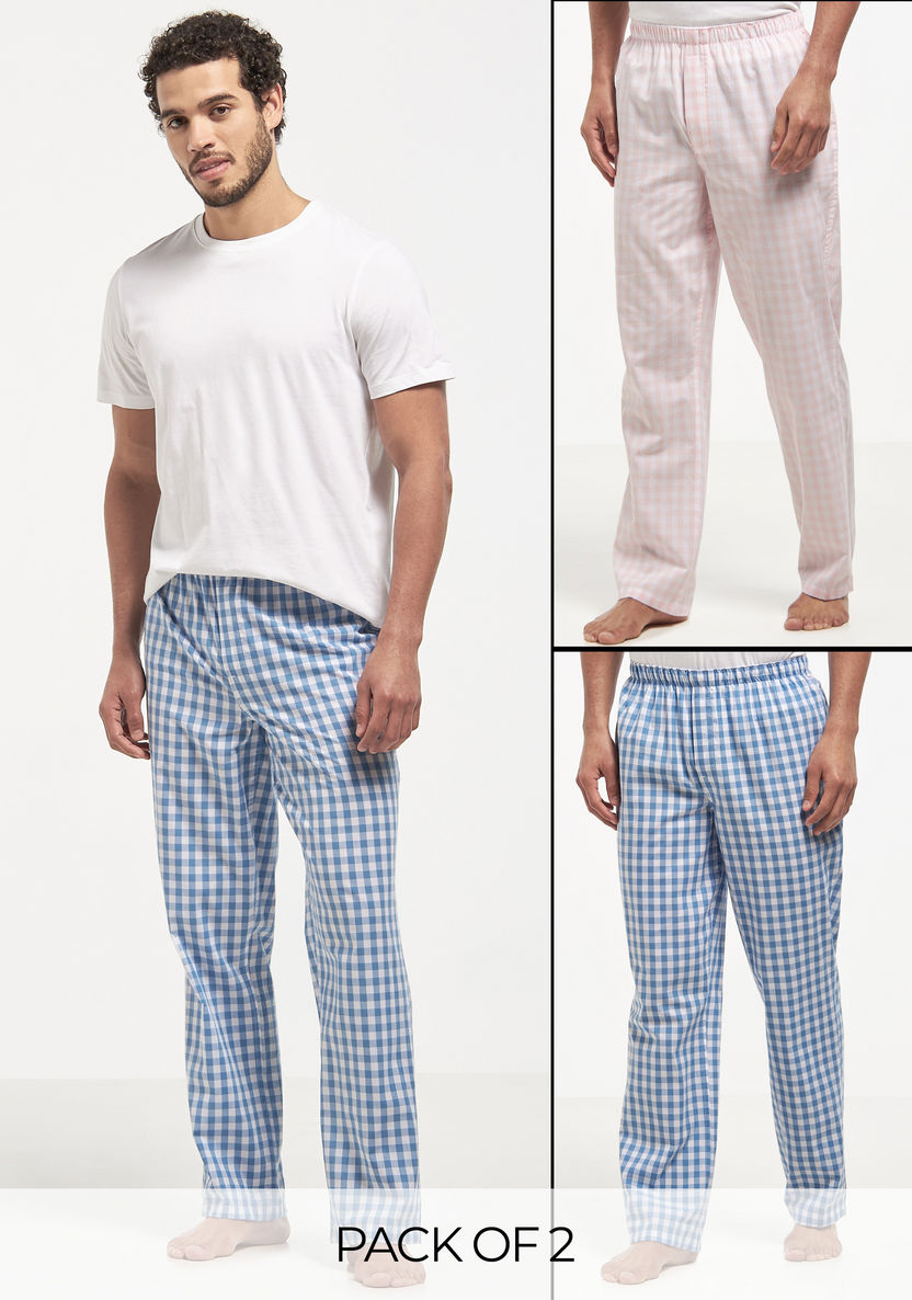 Buy Set of 2 - Checked Pyjamas with Elasticated Waistband | Splash UAE