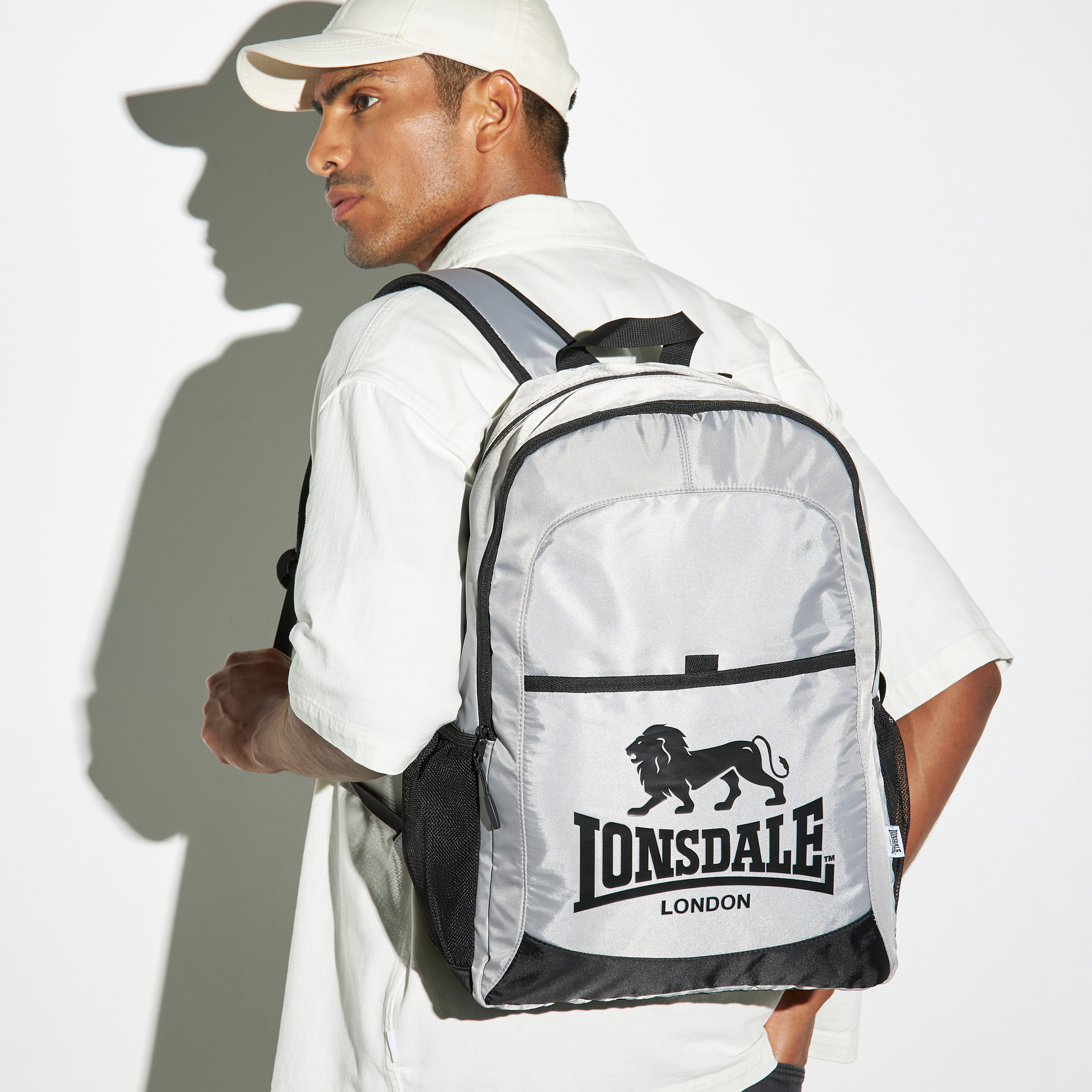 Buy Men s Lonsdale Logo Print Backpack with Adjustable Strap