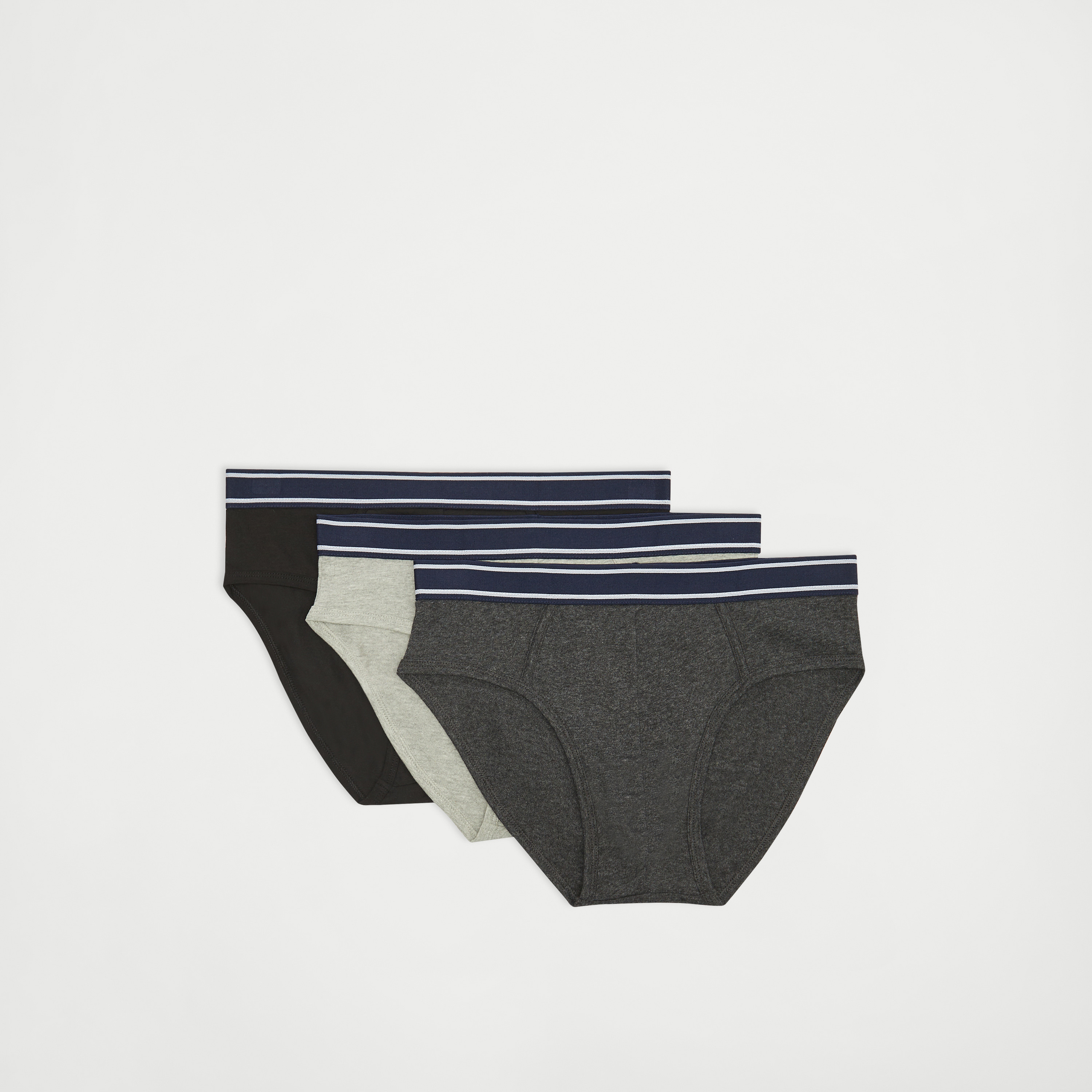 Set of 3 Solid Briefs with Elasticised Waistband