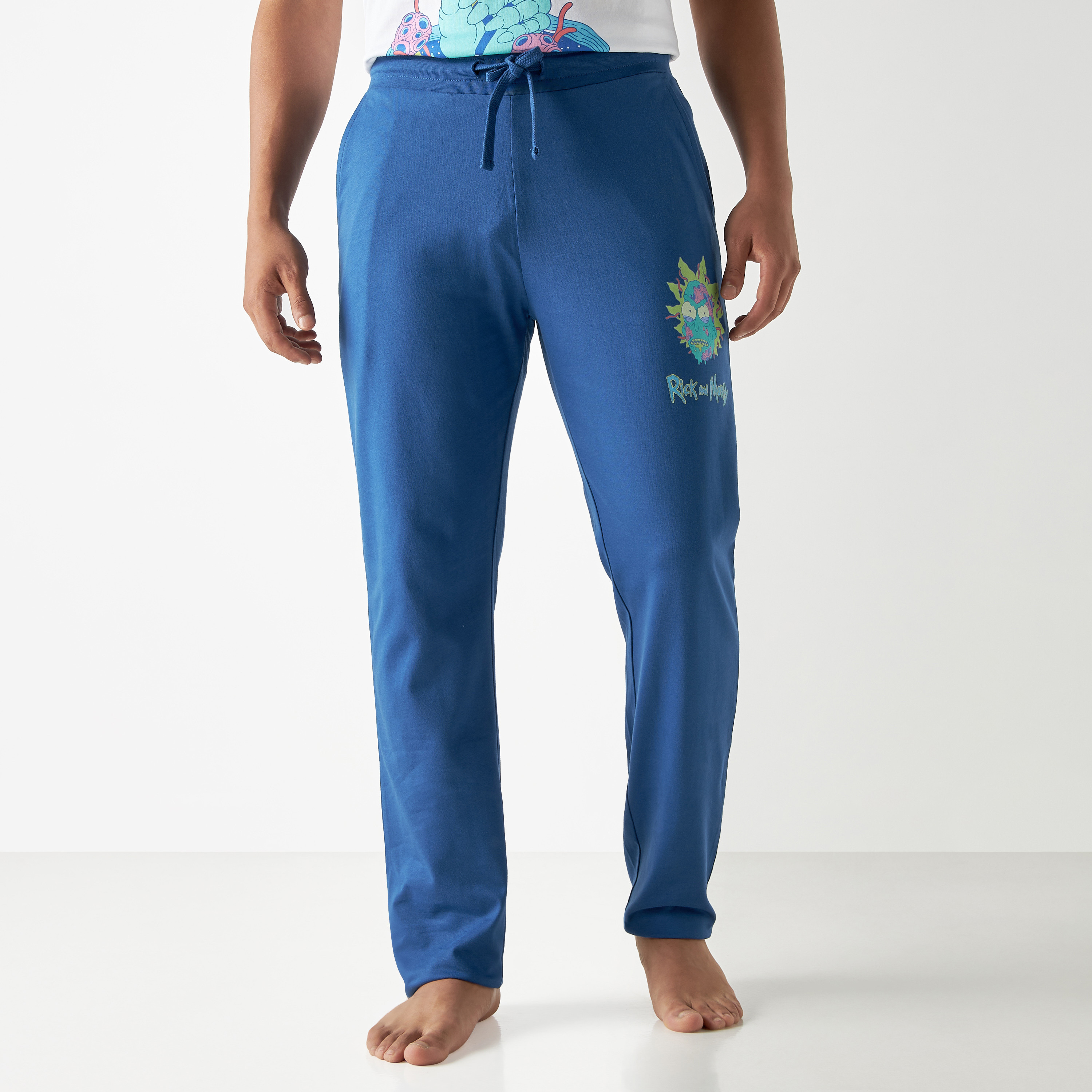 Shop Rick and Morty Print Crew Neck T-shirt and Pyjama Set Online