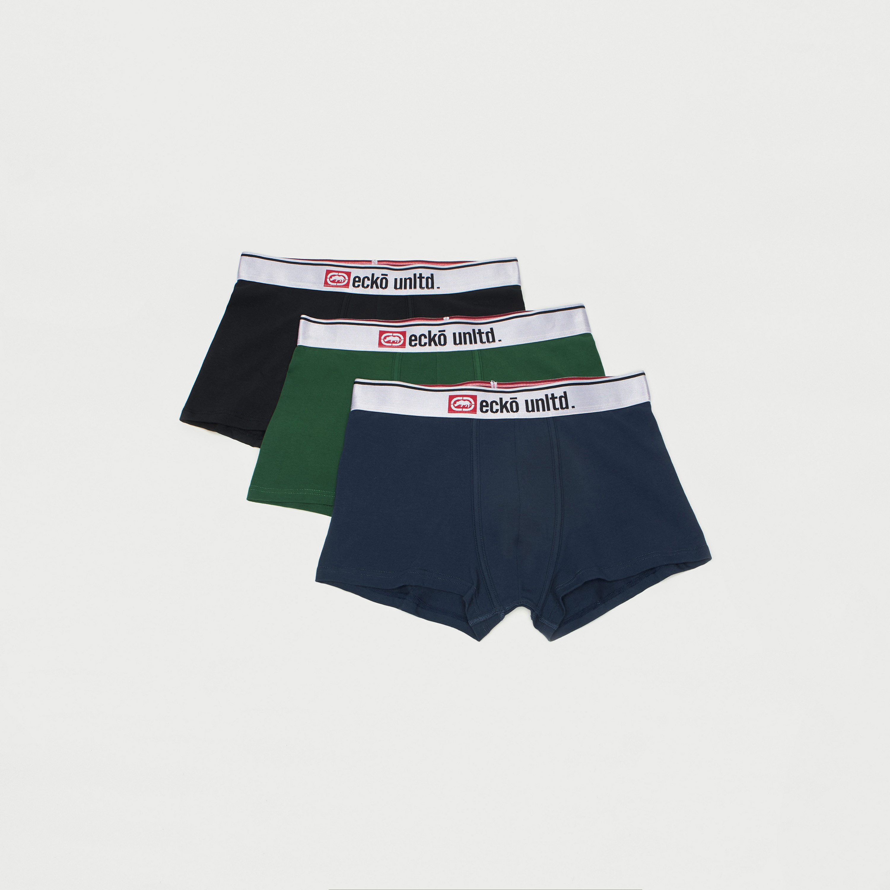 Set of 3 Ecko Solid Trunk with Elasticated Waistband