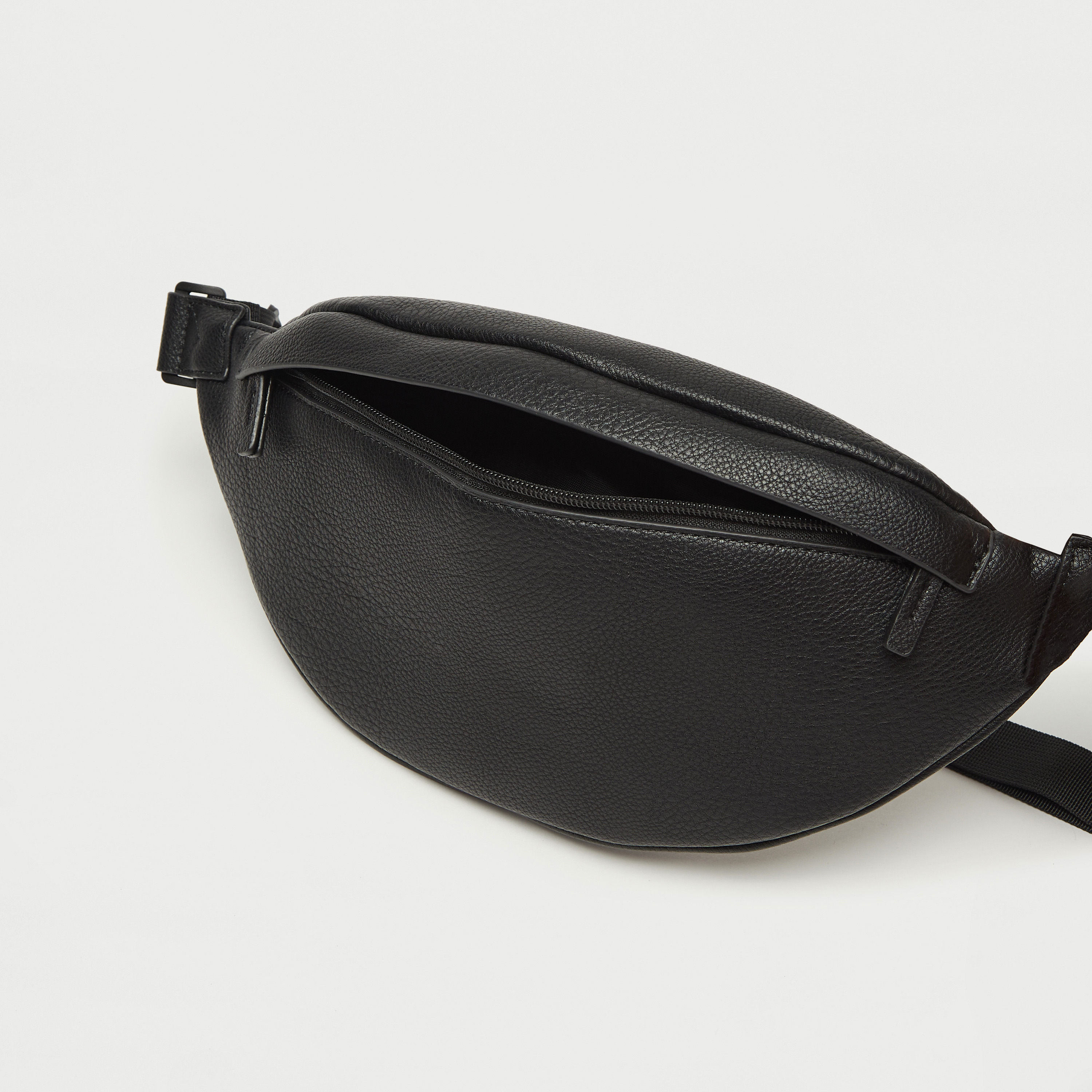 Textured Waist Bag with Adjustable Strap and Zip Closure-men-bags-image-7