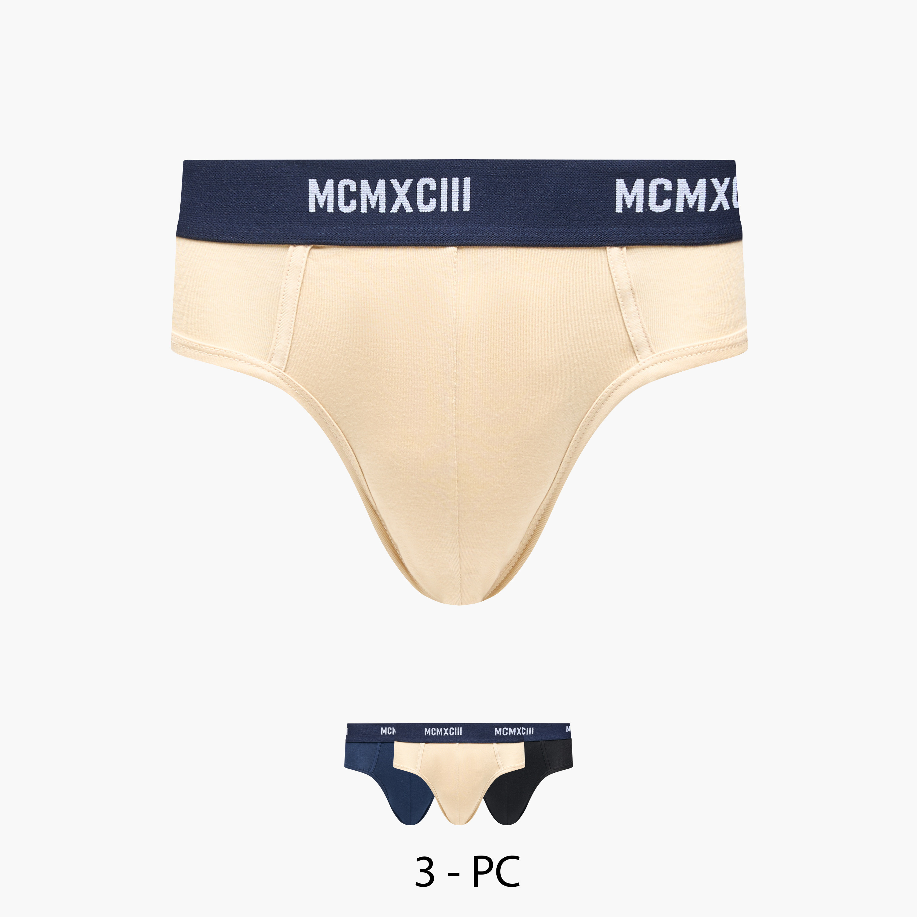 Shop Set of 3 - Briefs with Elasticated Waistband Online | Centrepoint UAE
