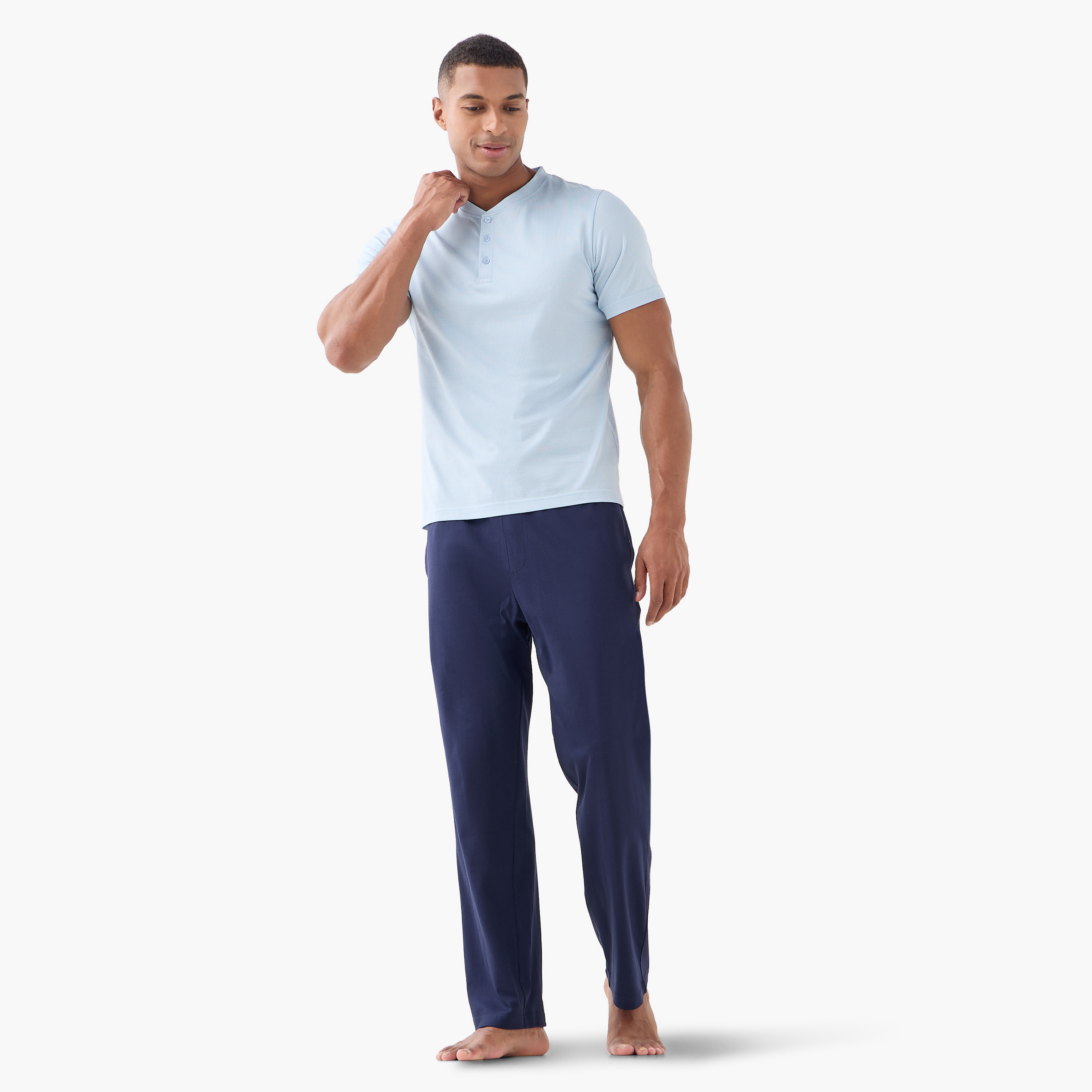 Henley Collar T-shirt and Pyjama Set-men-clothing-nightwear-sets-image-1