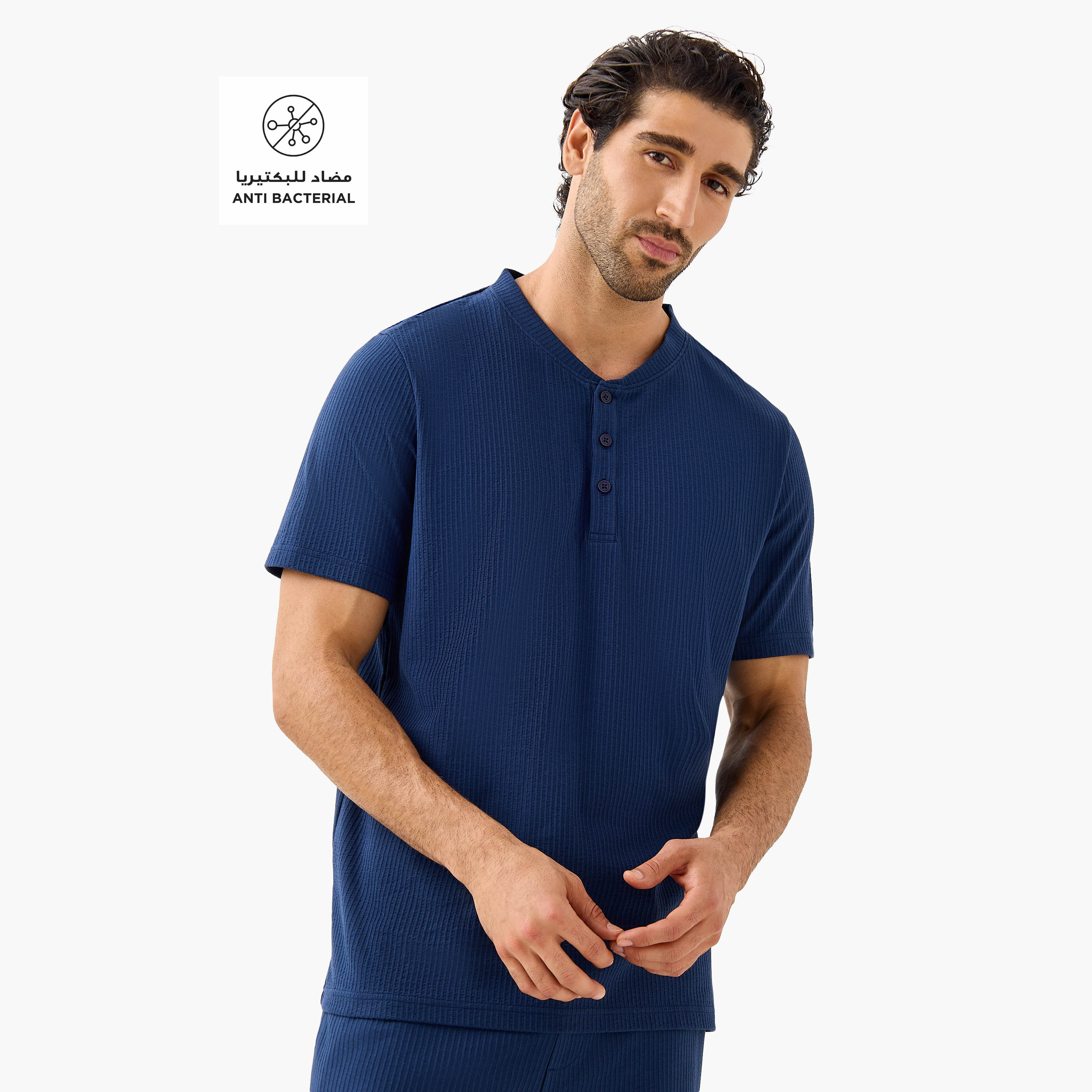 Men Cotton Ribbed Nightwear Set-men-clothing-nightwear-sets-image-2