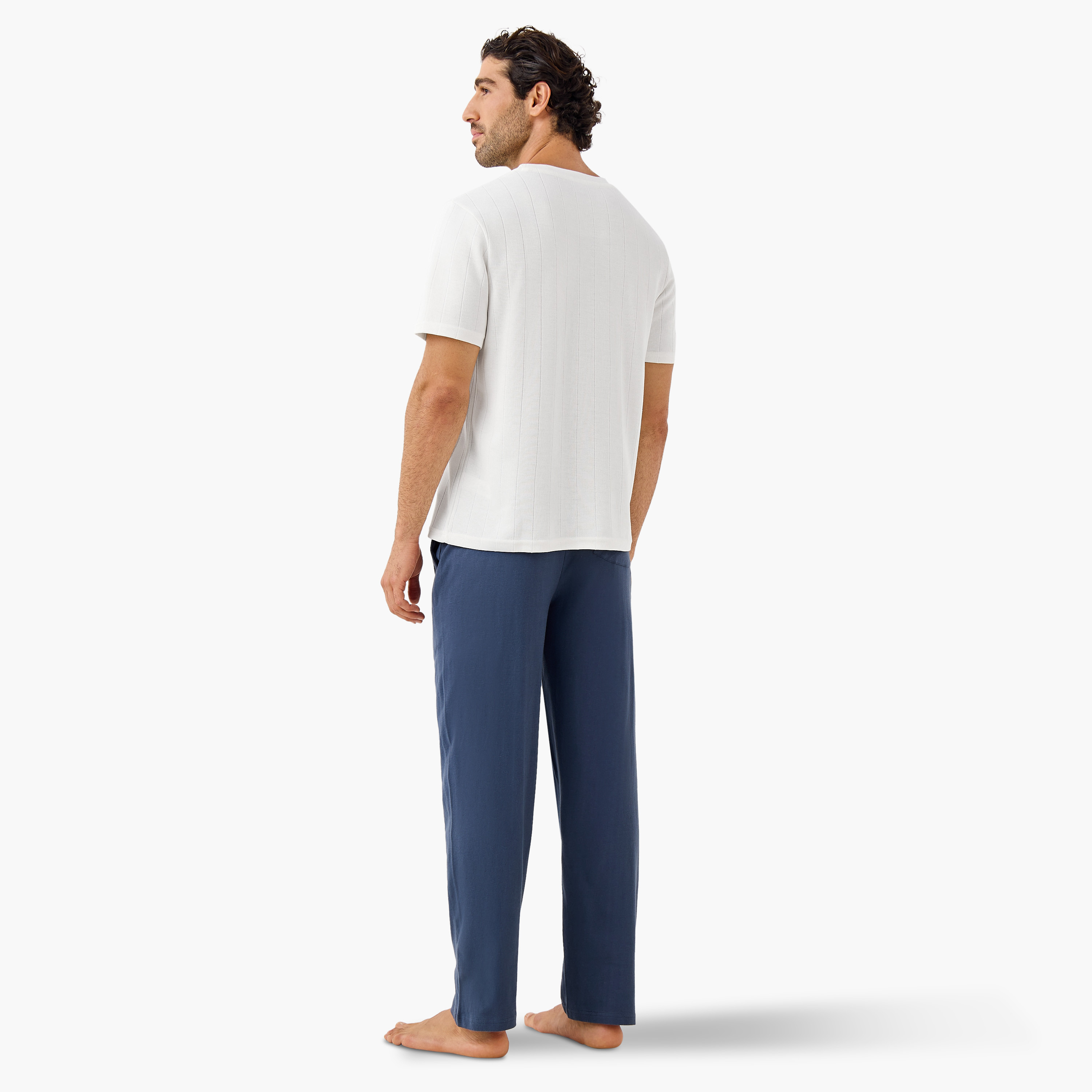 Ribbed Crew Neck T-shirt and Pyjama Set-men-clothing-nightwear-sets-image-3