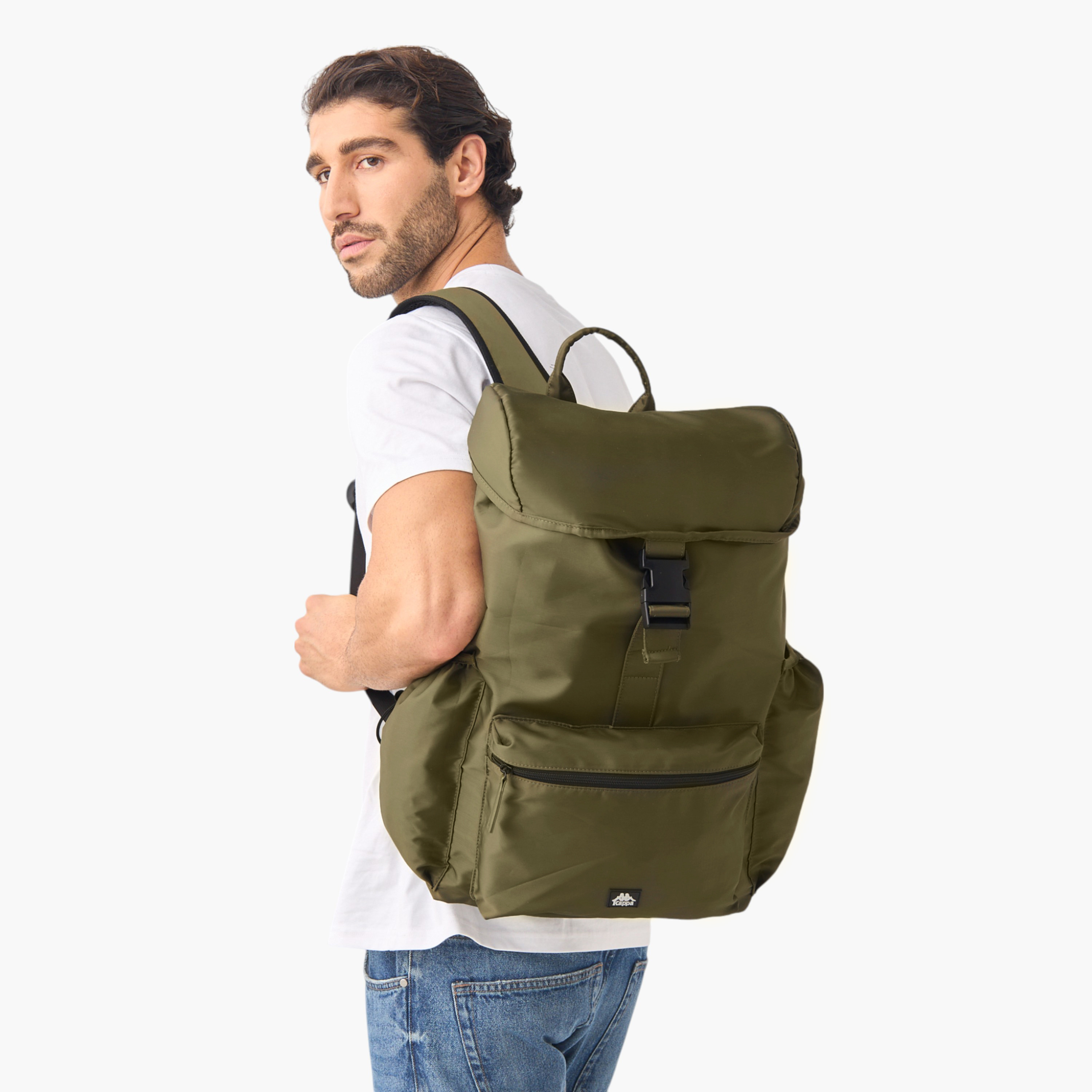 Kappa Drawstring Backpack with Adjustable Straps and Buckle Closure-men-bags-image-2