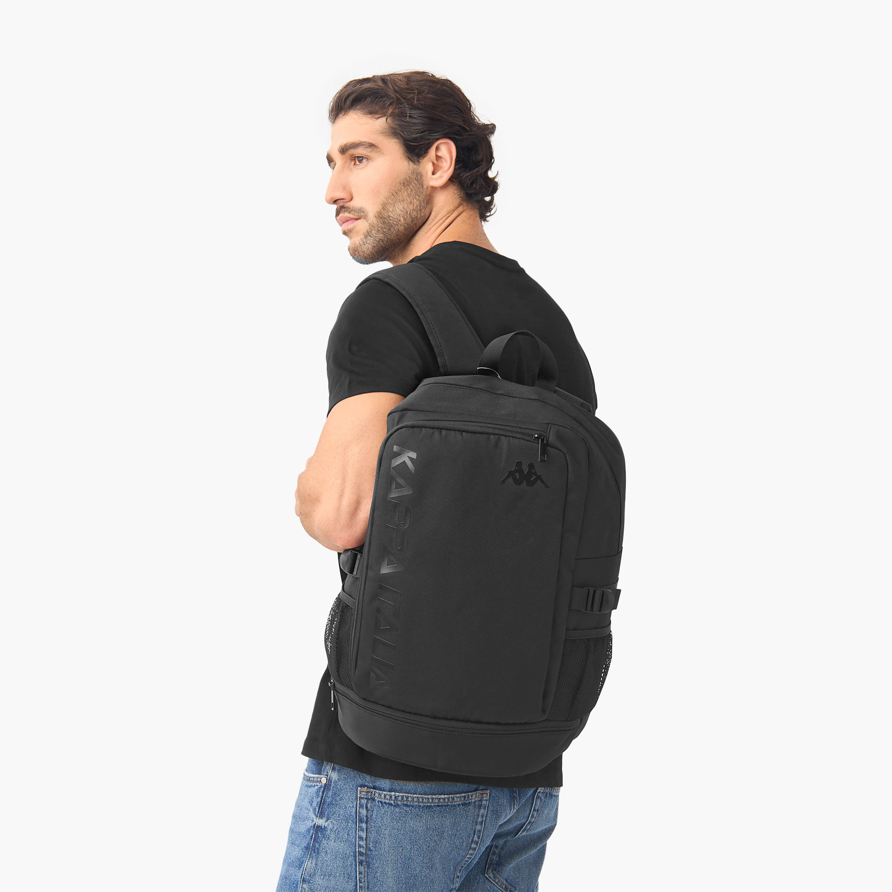 Kappa Logo Print Backpack with Adjustable Straps and Zip Closure - 31x16x44 cm-men-bags-image-2