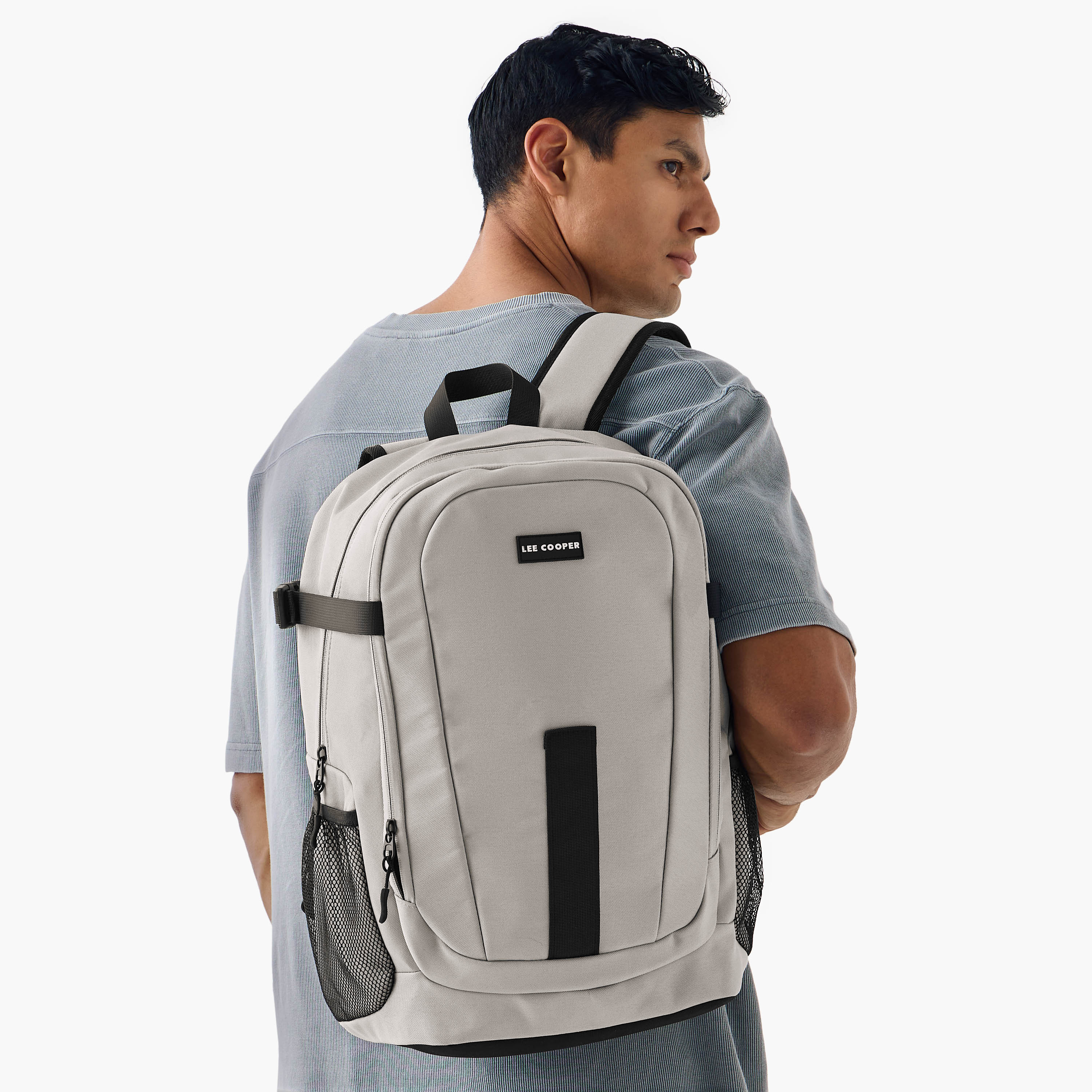 Lee Cooper Textured Backpack with Adjustable Straps and Zip Closure - 33x16x46 cm-men-bags-image-2