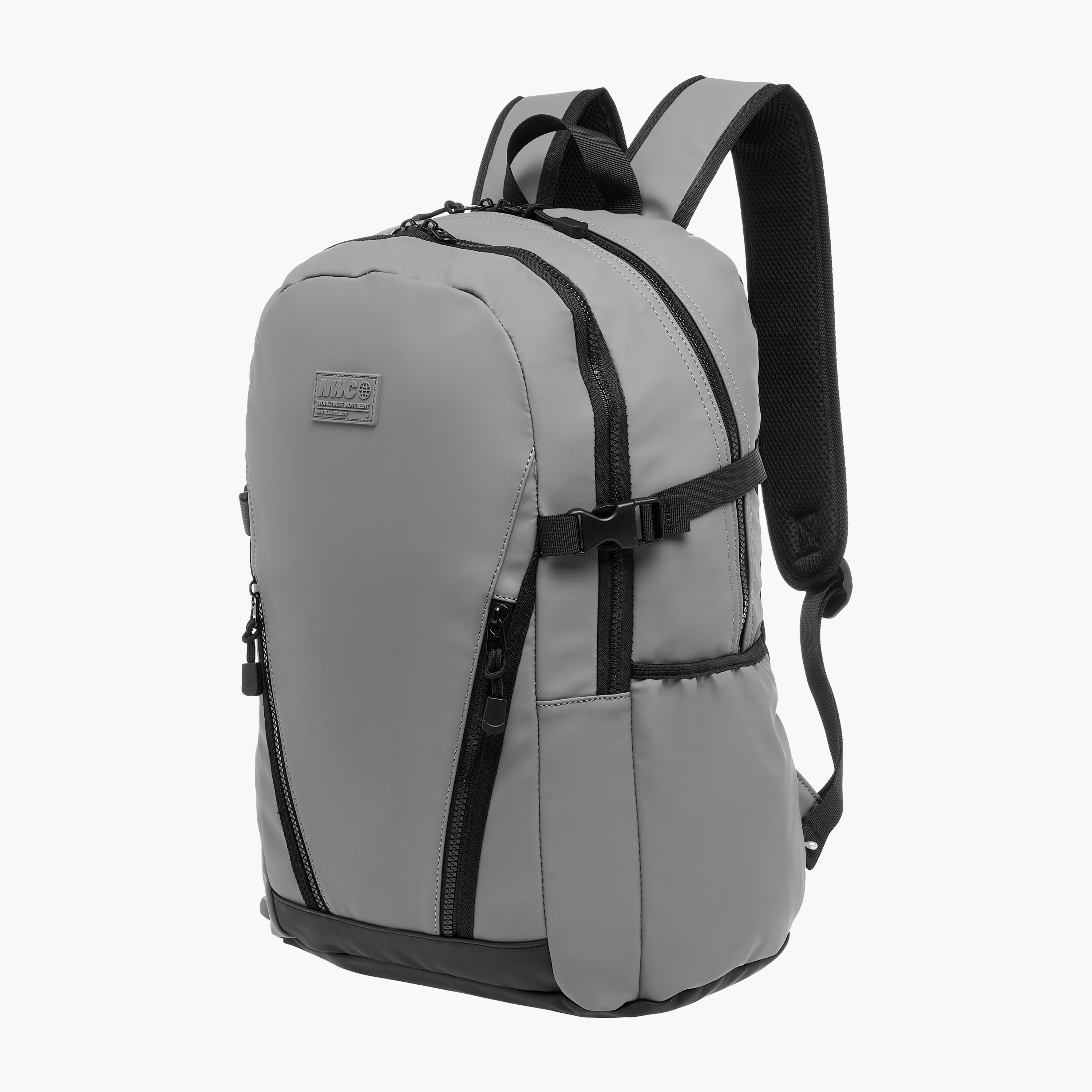 Panelled Backpack with Adjustable Straps-men-bags-image-3