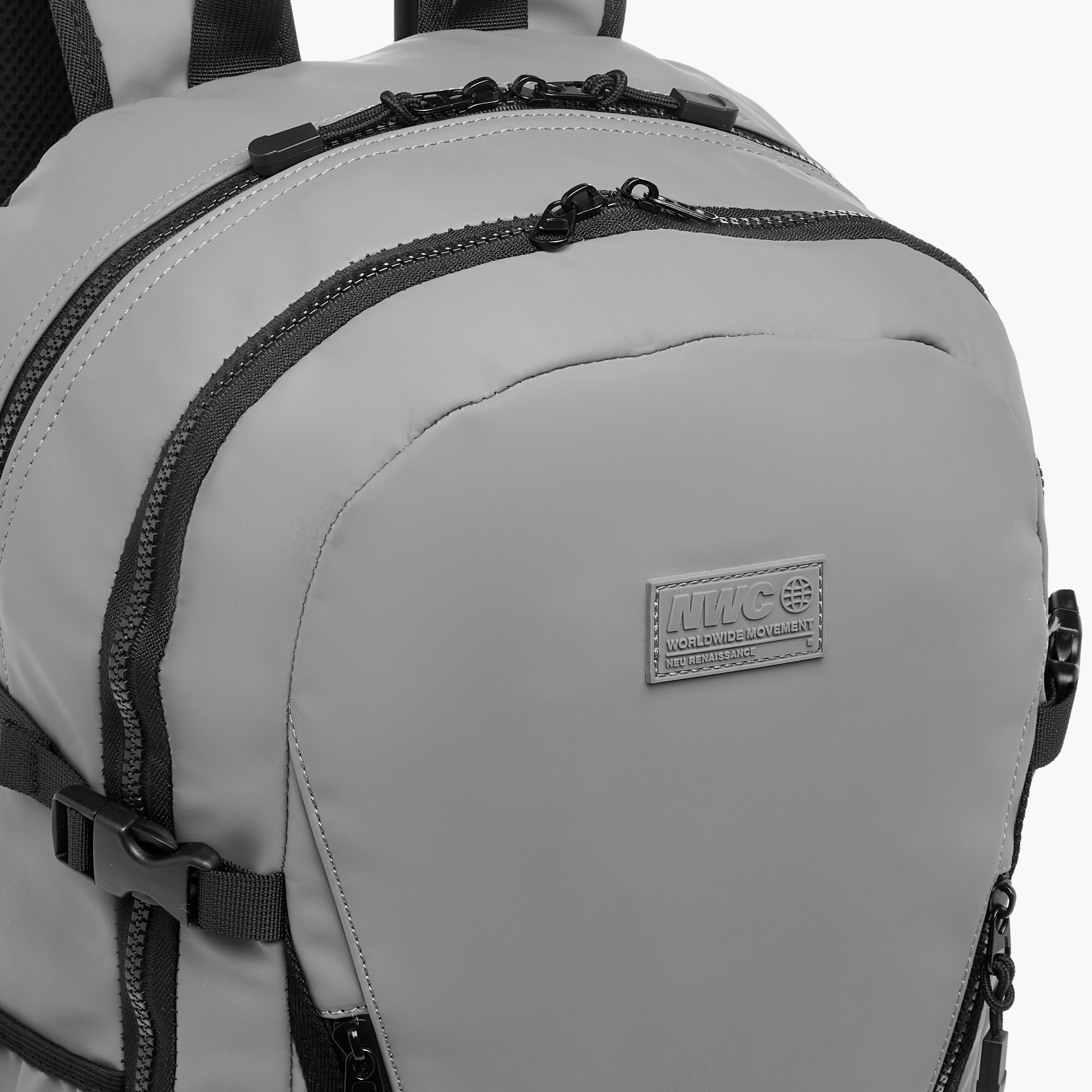 Panelled Backpack with Adjustable Straps-men-bags-image-5