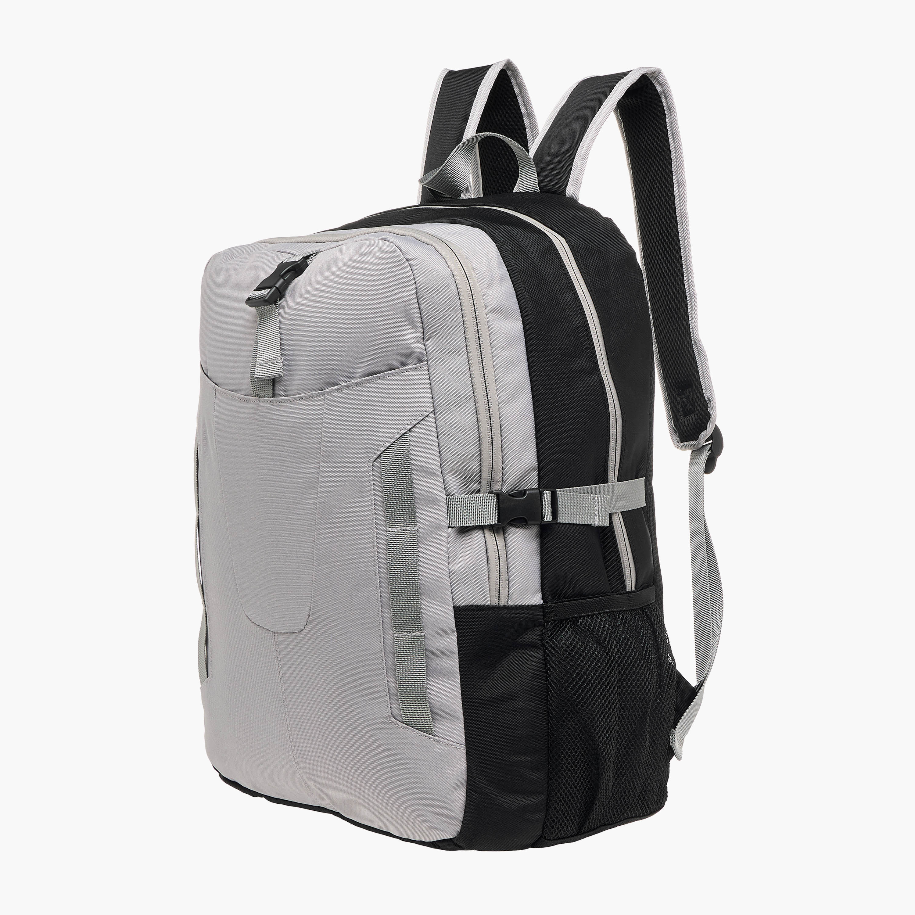 Panelled Backpack with Adjustable Straps and Zip Closure - 32x16x46 cm-men-bags-image-4