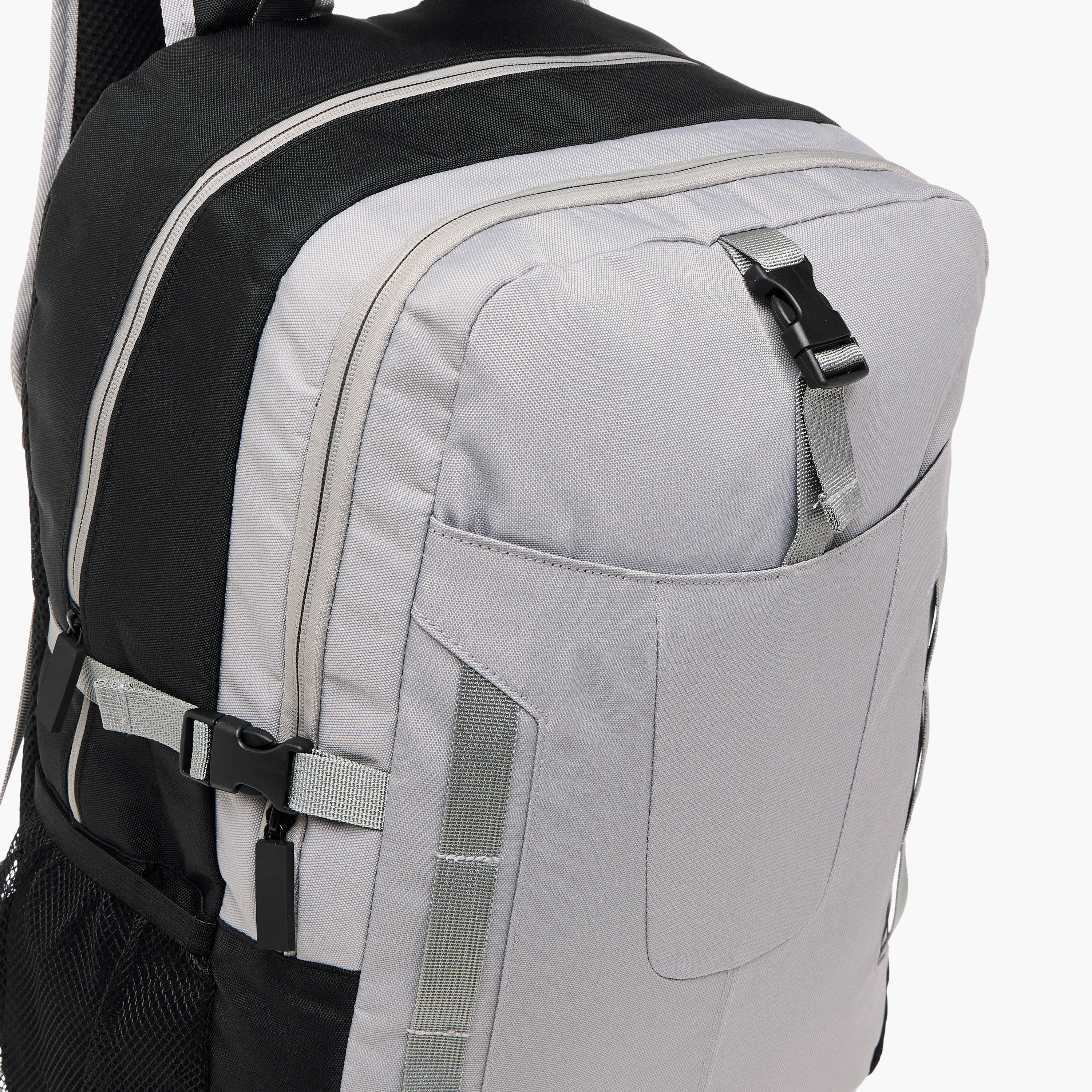 Panelled Backpack with Adjustable Straps and Zip Closure - 32x16x46 cm-men-bags-image-7