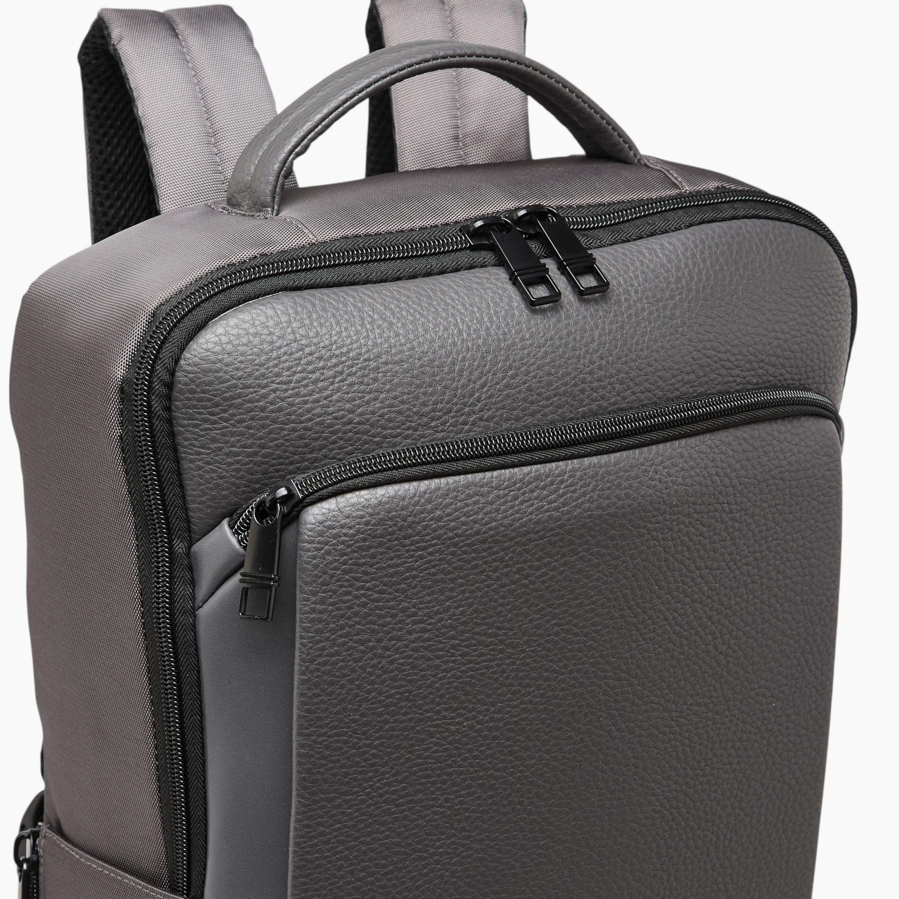 Textured Backpack with Adjustable Shoulder Straps-men-bags-image-5