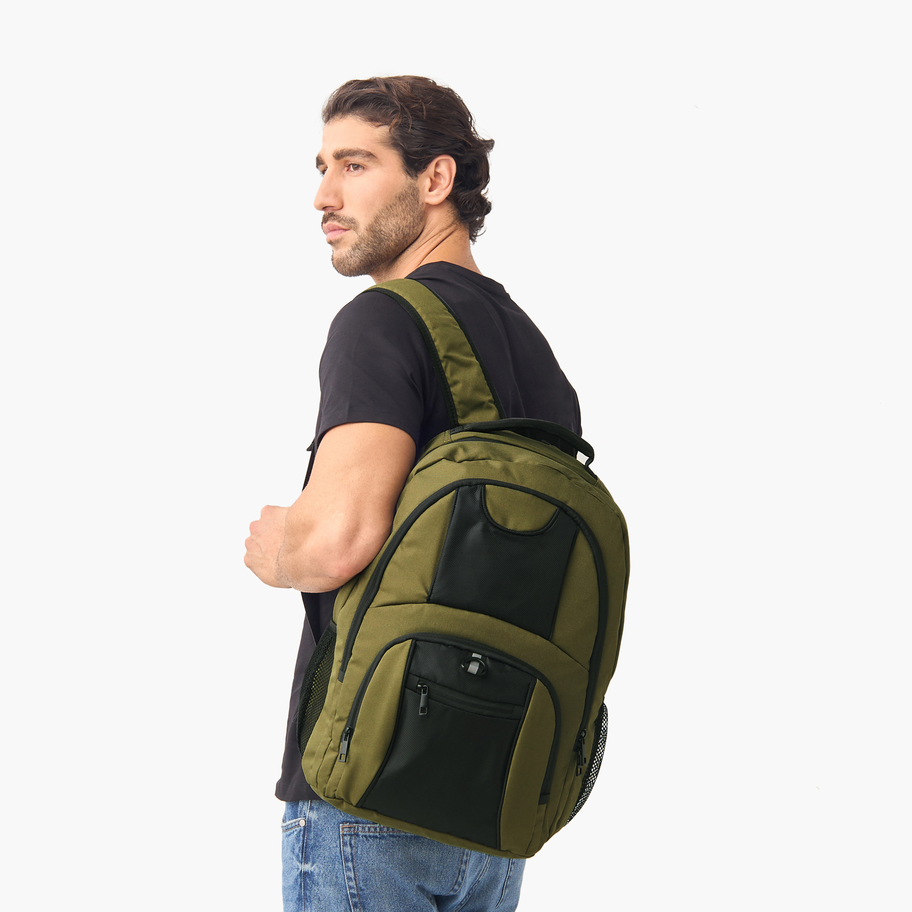 Multi-Pocket Backpack Bag with Adjustable Shoulder Strap and Zip Closure - 33x16x46 cm-men-bags-image-2
