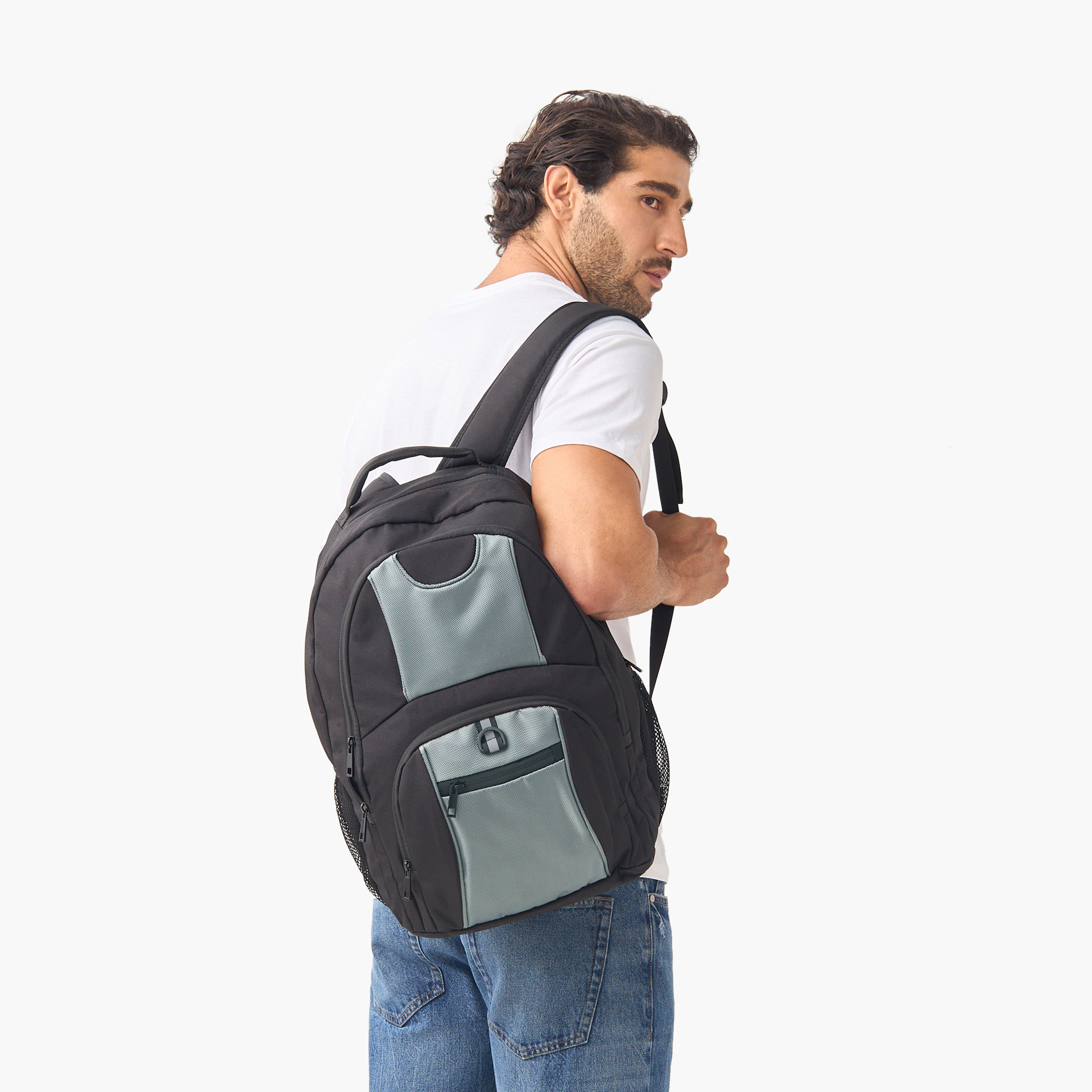 Multi-Pocket Backpack Bag with Adjustable Shoulder Strap and Zip Closure - 33x16x46 cm-men-bags-image-2