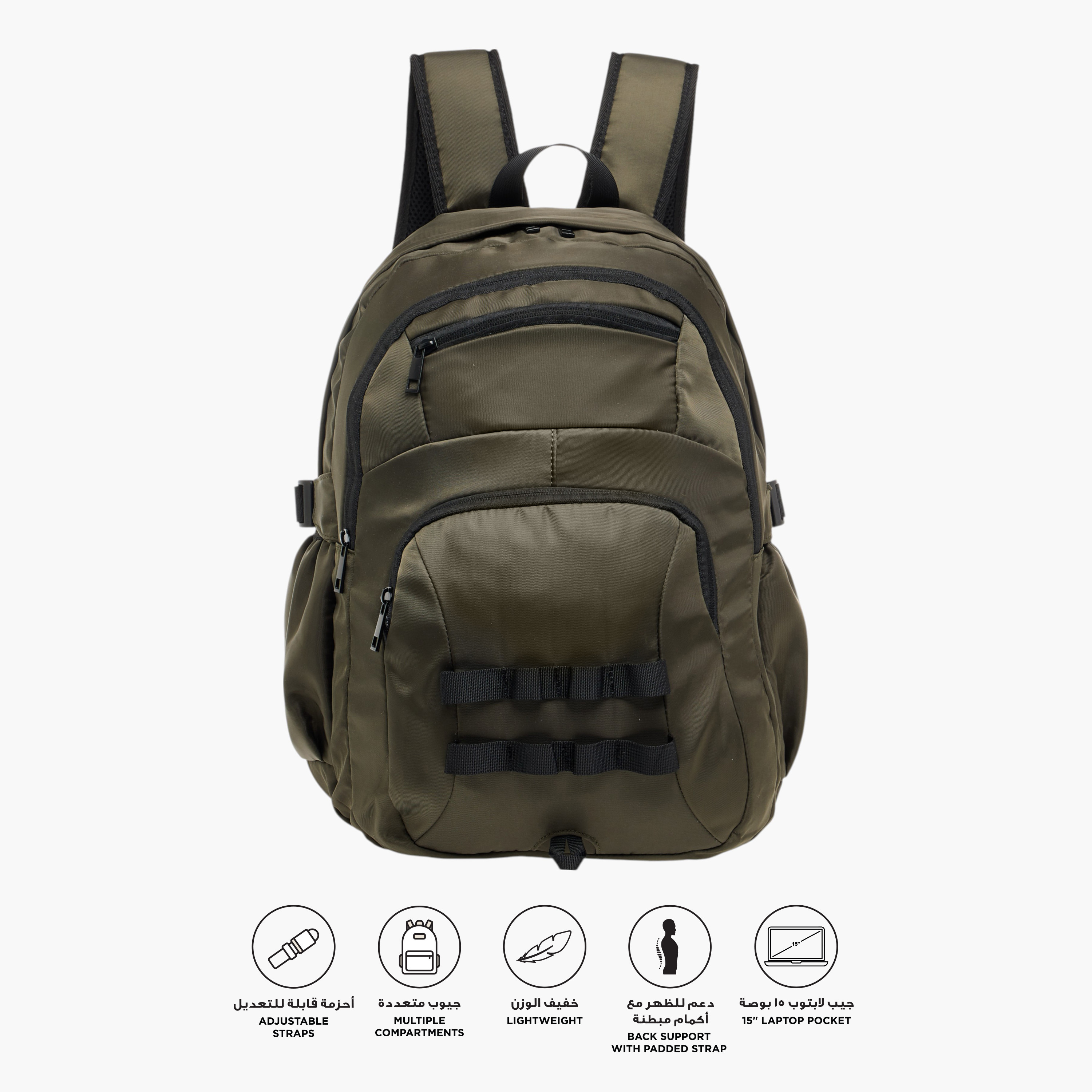 Panelled Backpack with Adjustable Straps and Zip Closure - 35x17x46 cm-men-bags-image-3