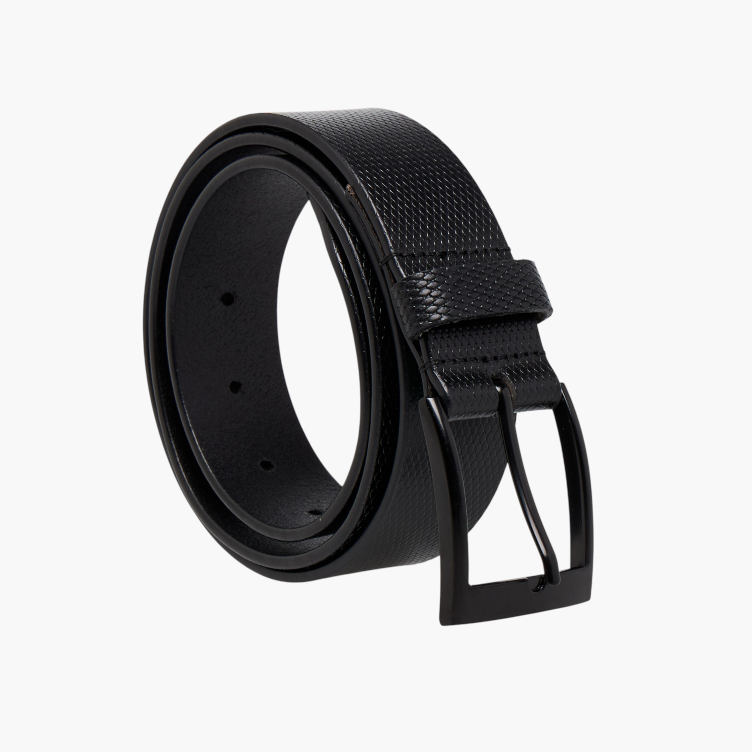 حزام جلد بارز الملمس بإبزيم إغلاق بدبوس-men-beltsandwallets-belts-image-1