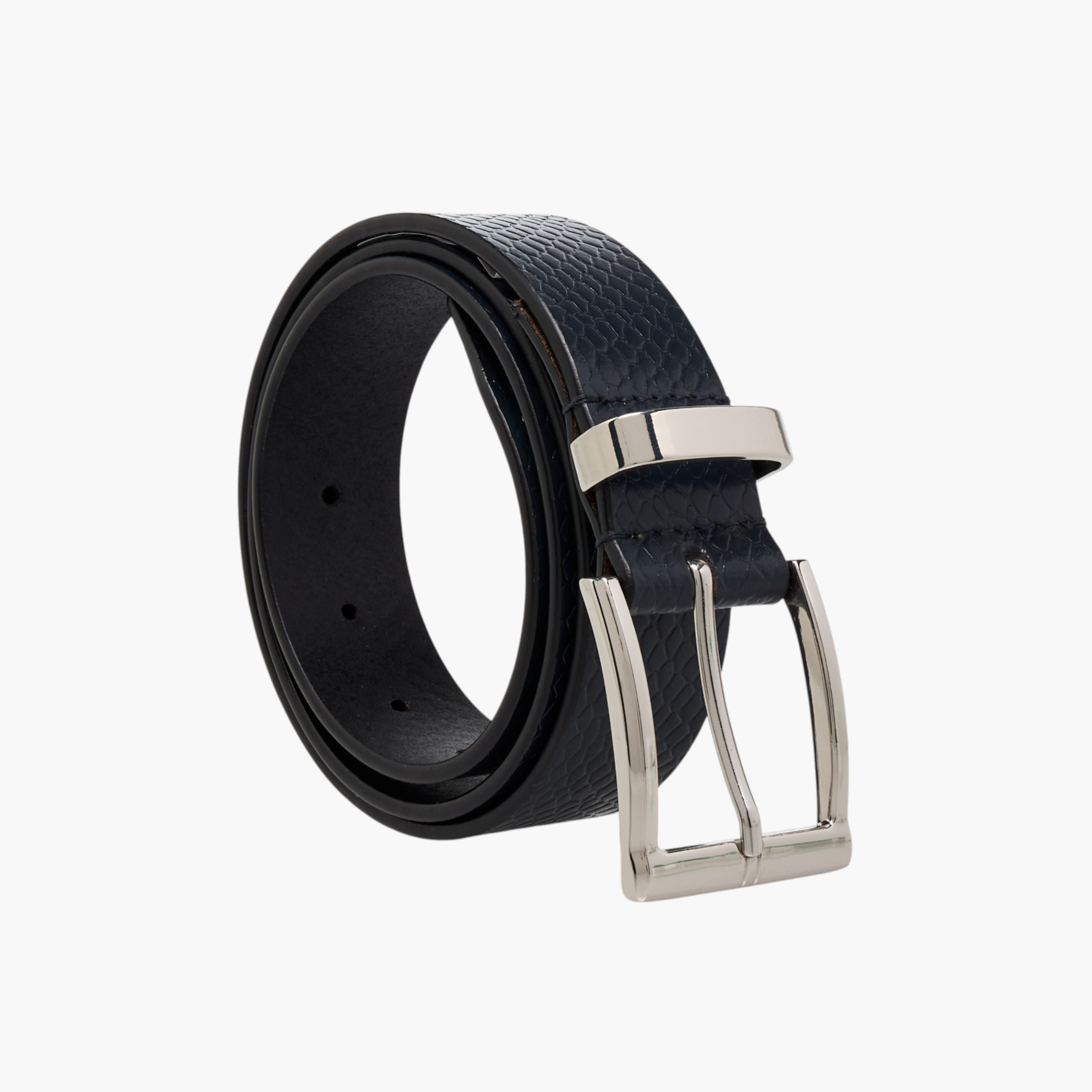 حزام جلد بارز الملمس بإبزيم إغلاق بدبوس-men-beltsandwallets-belts-image-1