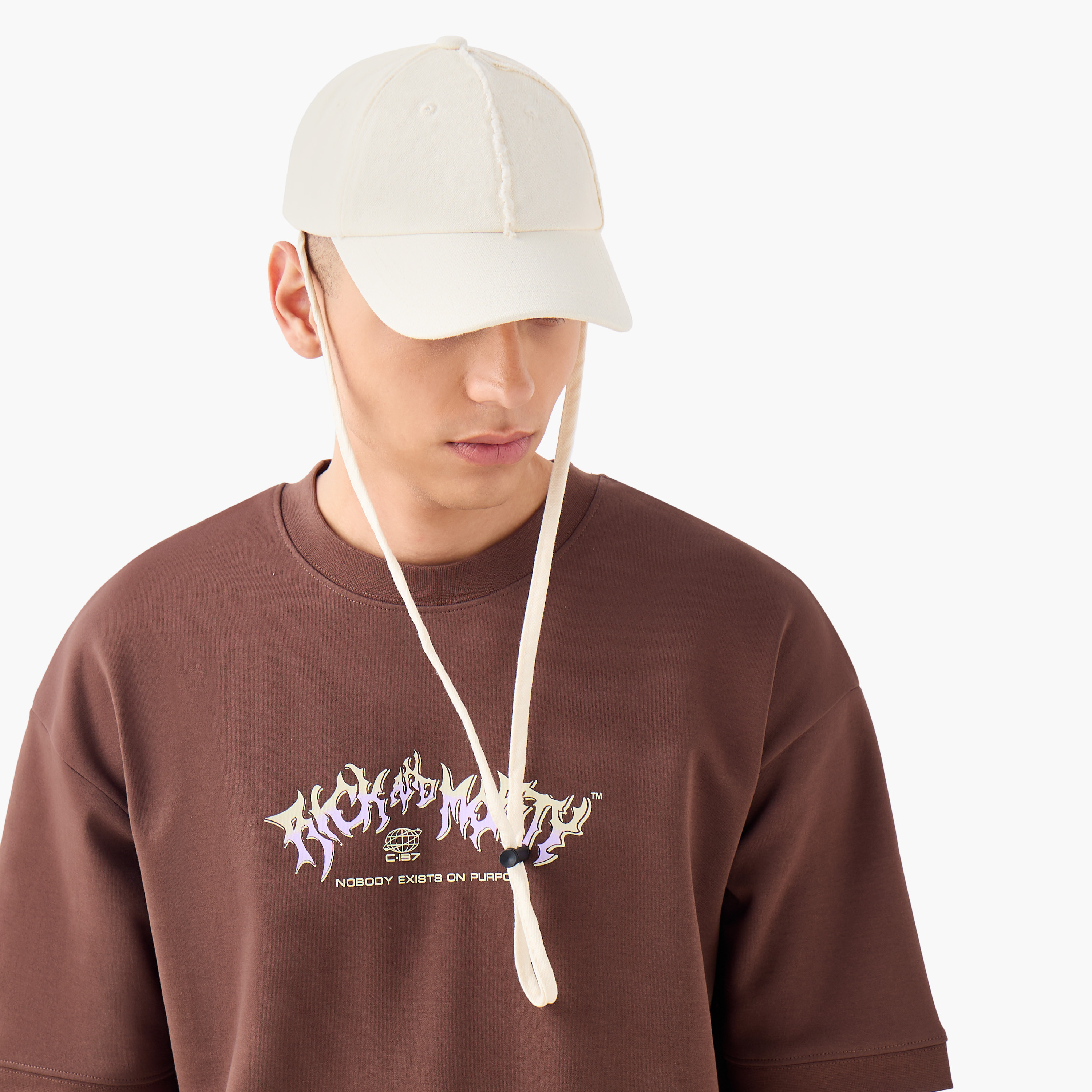 Frayed Detail Cap with Toggle and Buckled Strap Closure-men-caps-image-2