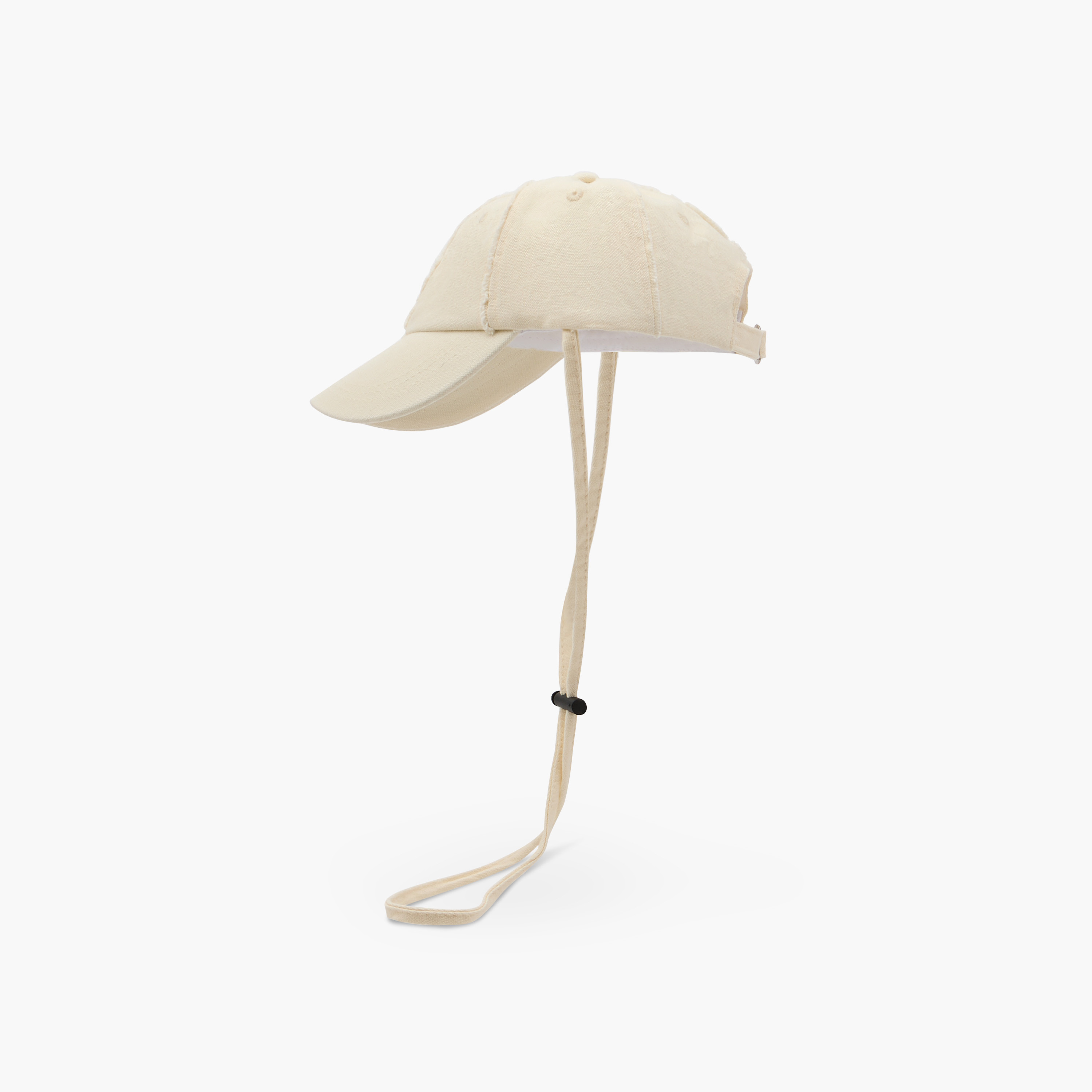 Frayed Detail Cap with Toggle and Buckled Strap Closure-men-caps-image-4