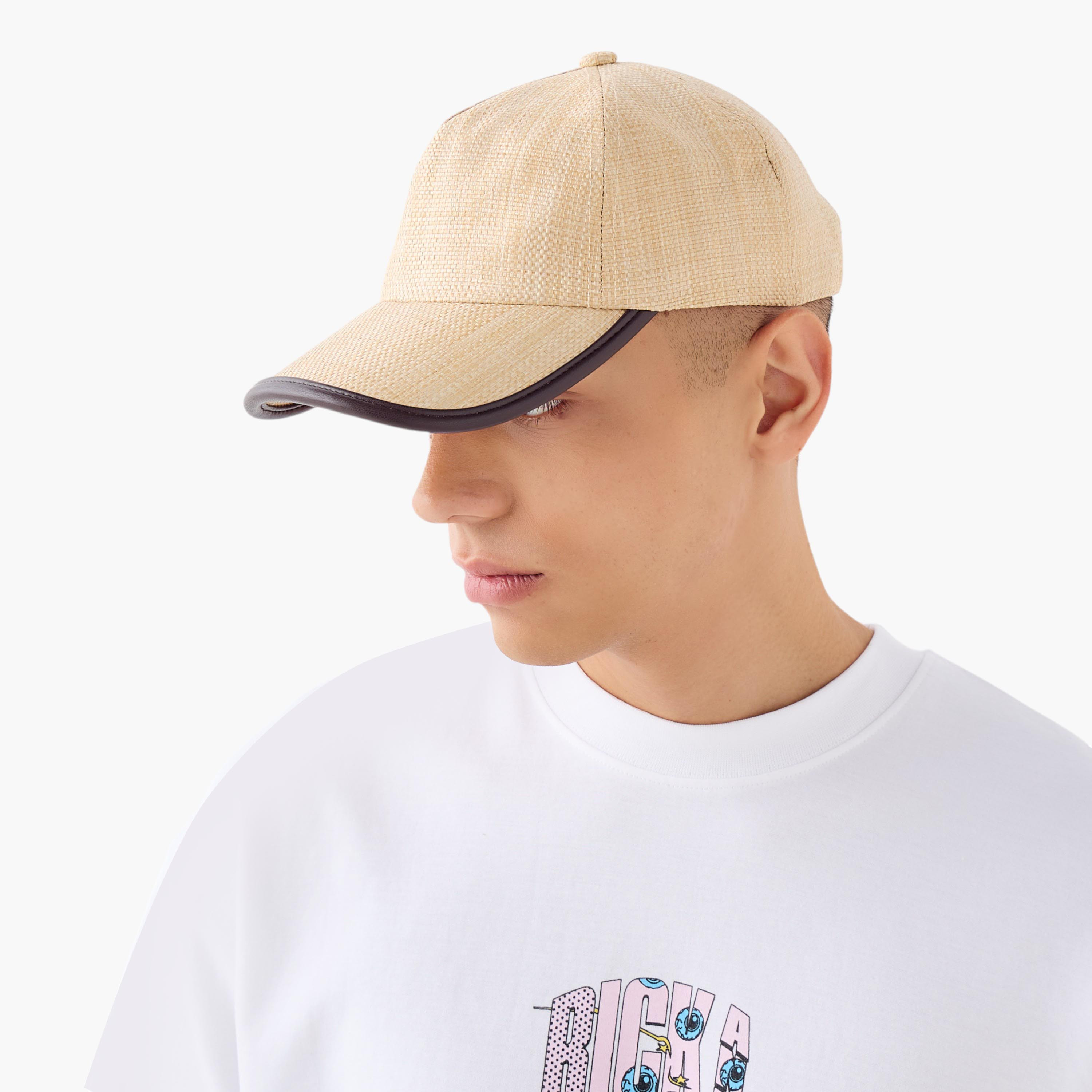 Textured Cap with Hook and Loop Closure-men-caps-image-2