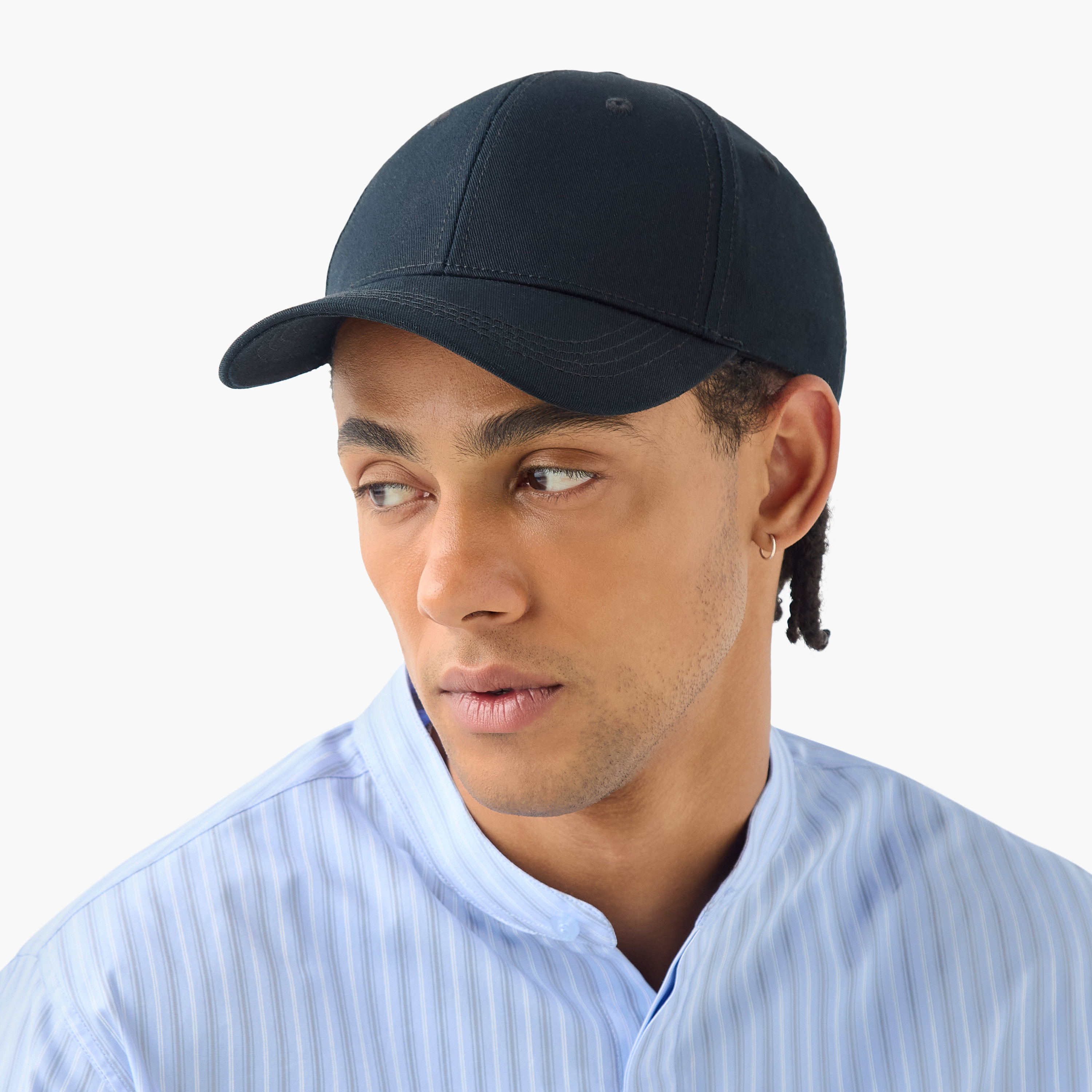 Stitch Detail Cap with Buckled Strap Closure-men-caps-image-2