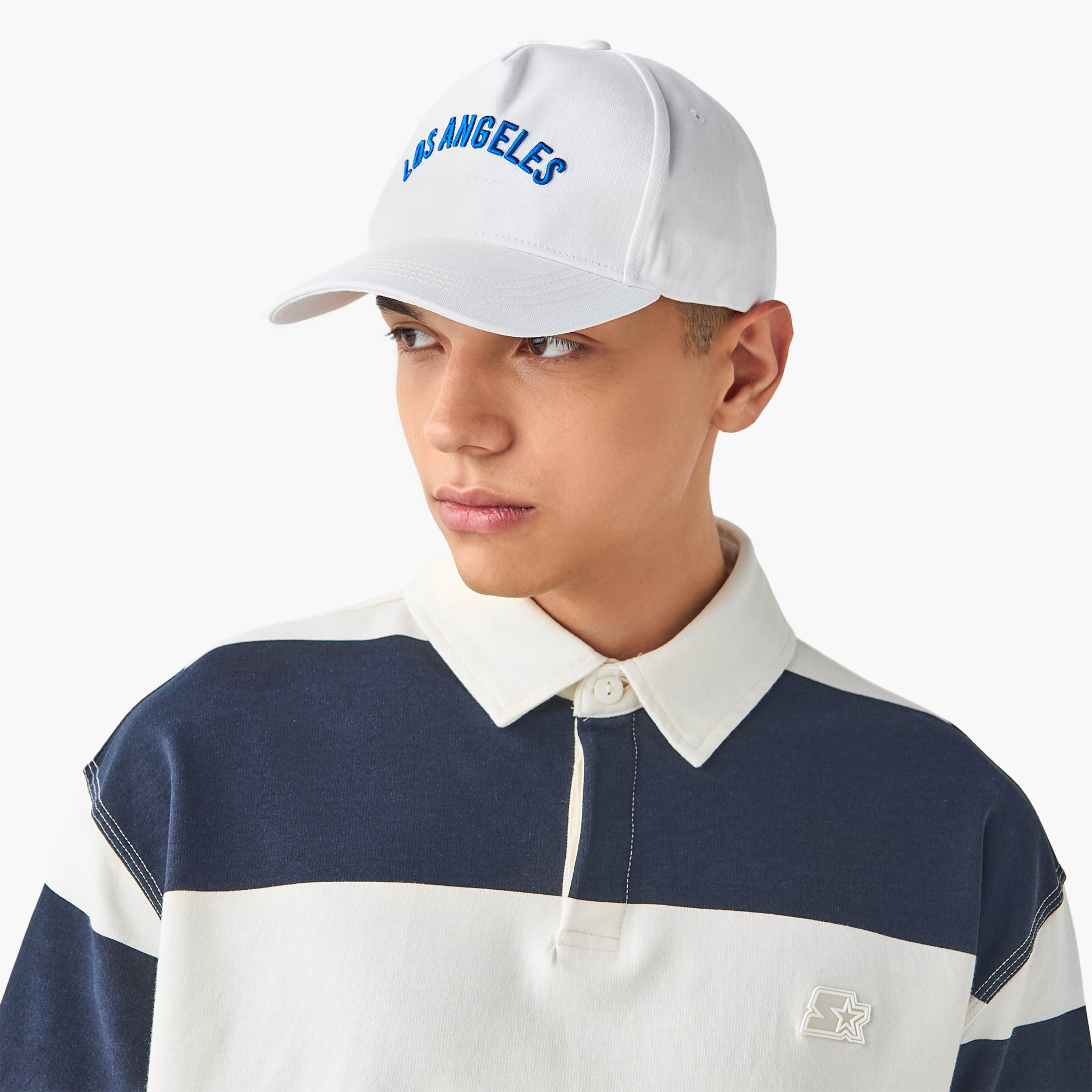 Los Angeles Embroidered Cap with Buckled Strap Closure-men-caps-image-2