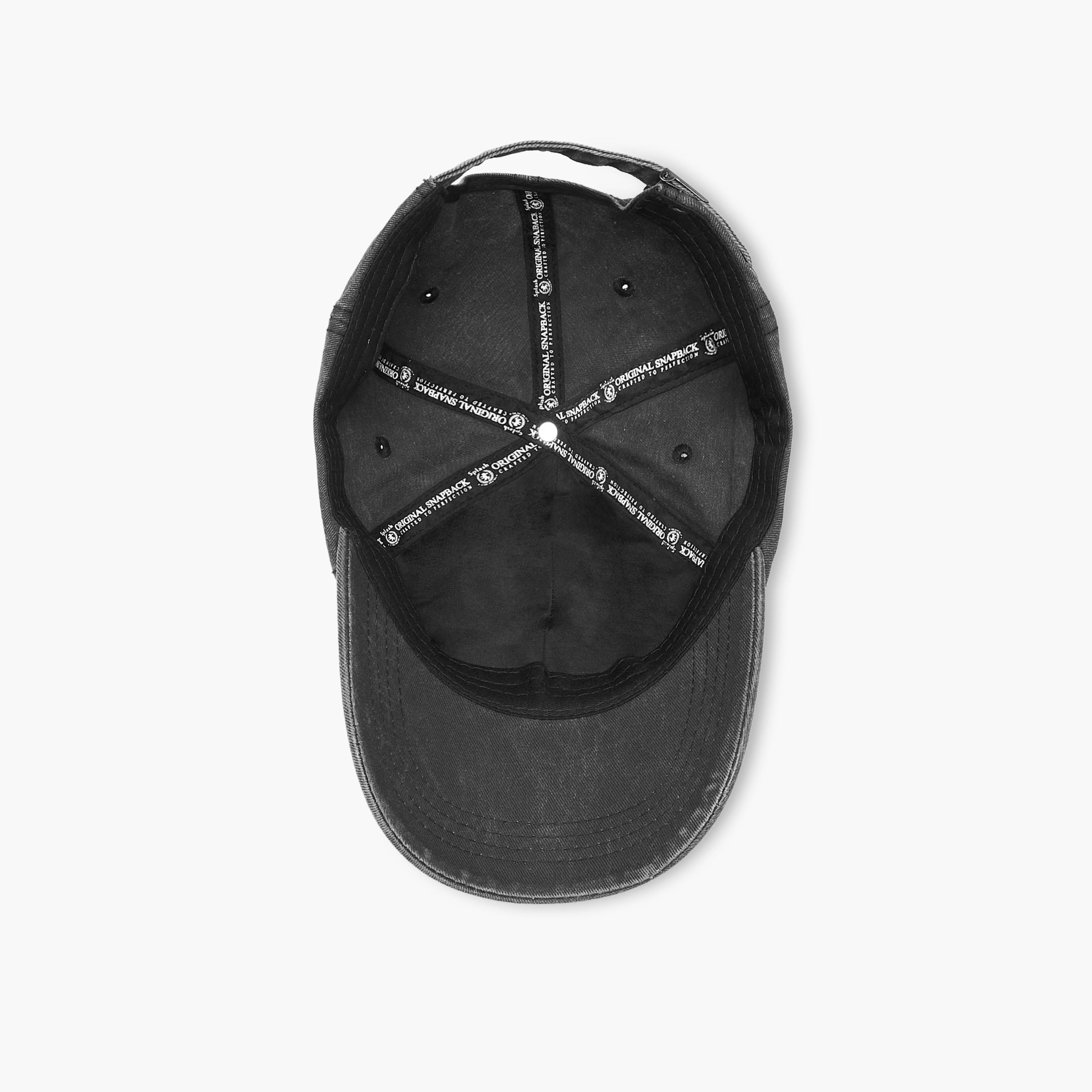 Slogan Embroidered Cap with Buckled Strap Closure-men-caps-image-8