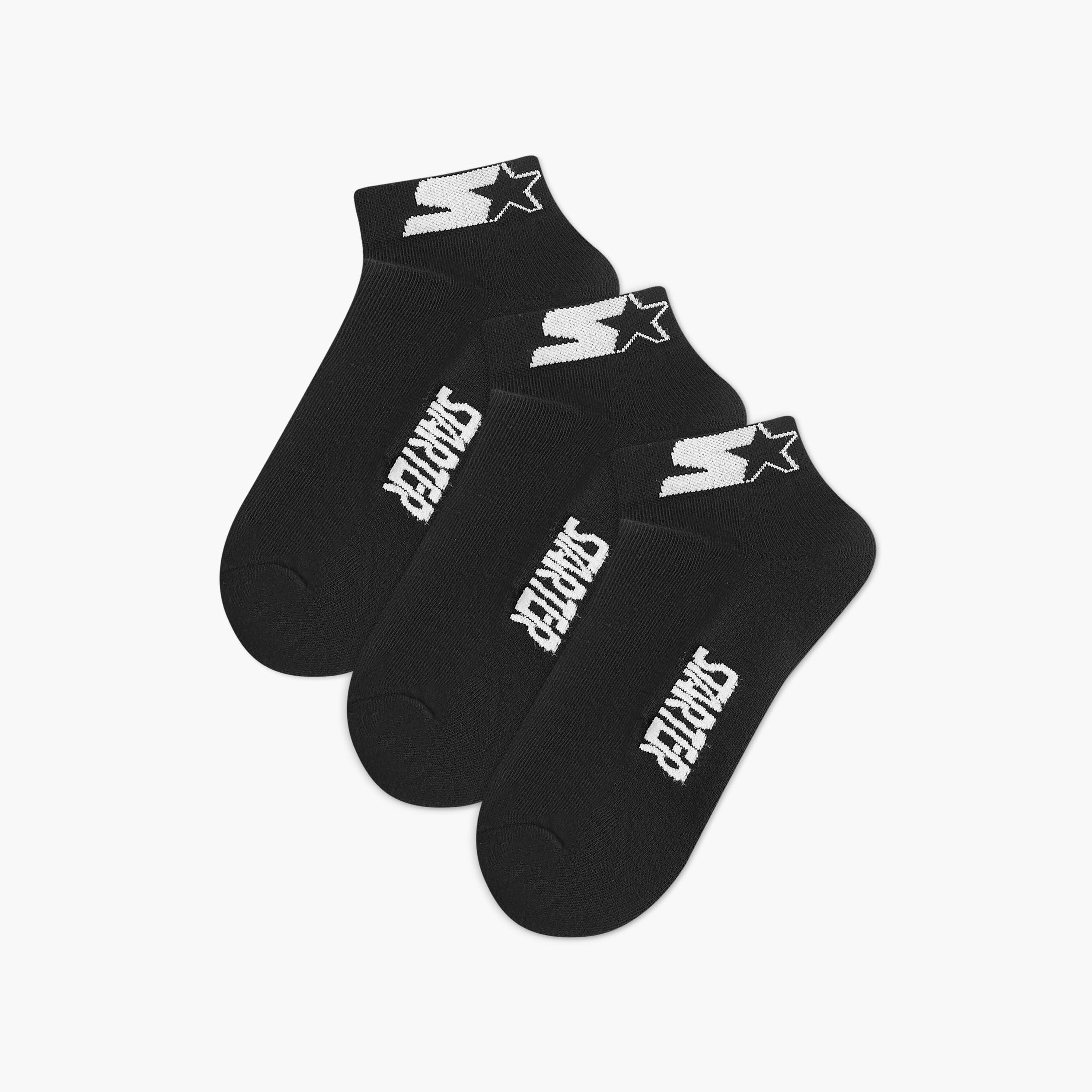 طقم جوارب 3 أزواج بطول الكاحل وطبعات شعار-men-socks-image-1