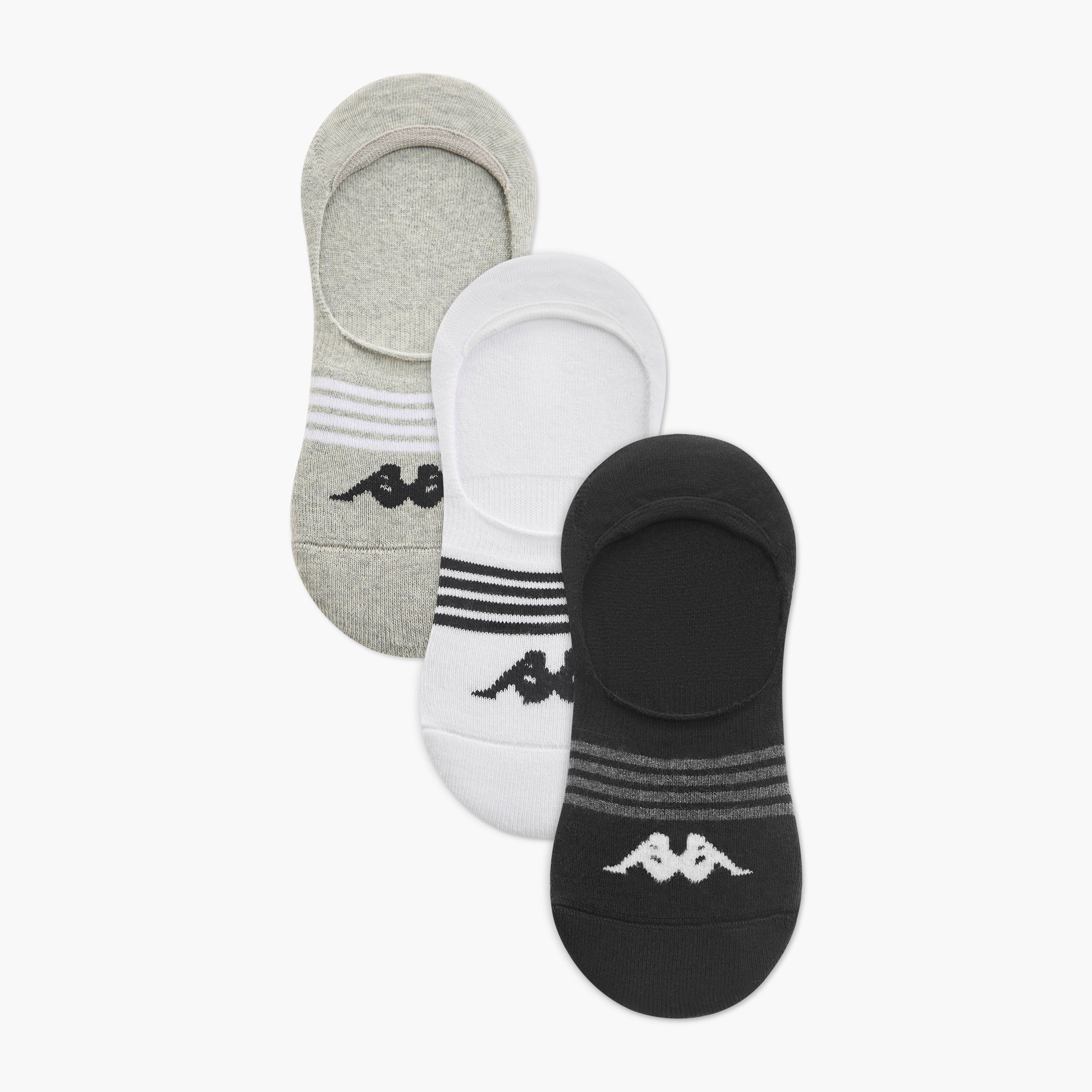Set of 3 - Kappa Logo Detail Invisible Socks with Antibacterial Protection-men-socks-image-1