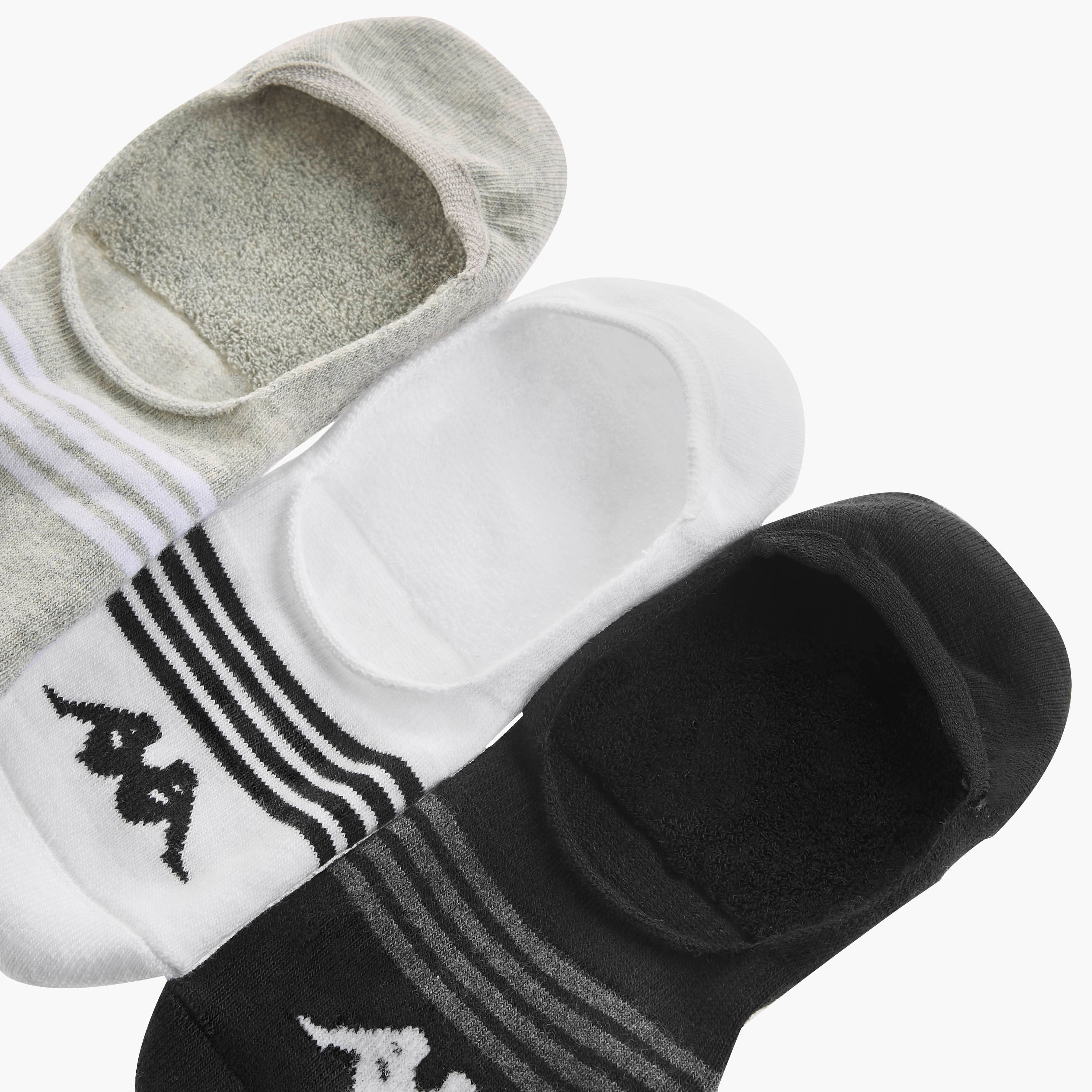 Set of 3 - Kappa Logo Detail Invisible Socks with Antibacterial Protection-men-socks-image-4