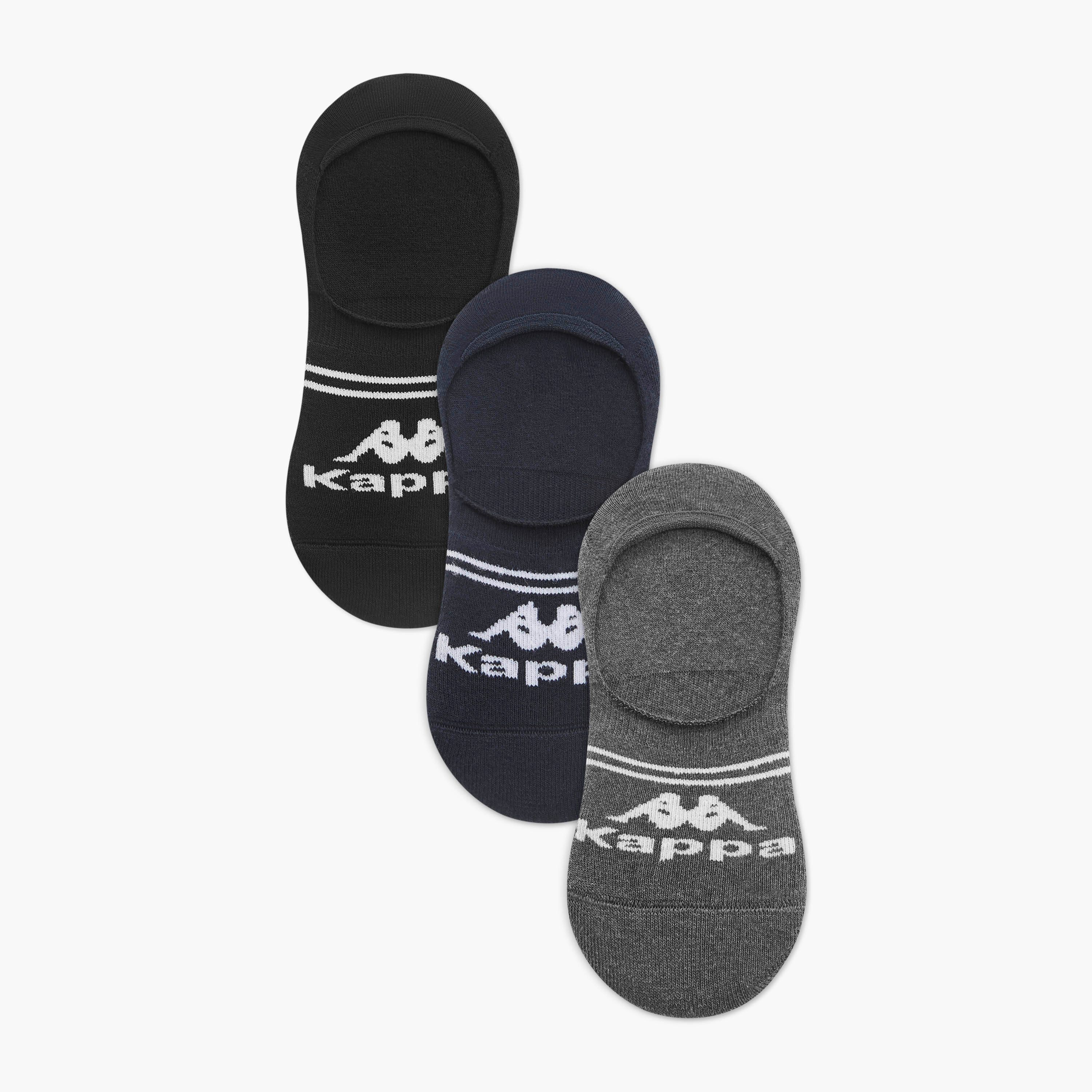 Set of 3 - Kappa Logo Detail Invisible Socks with Antibacterial Protection-men-socks-image-1