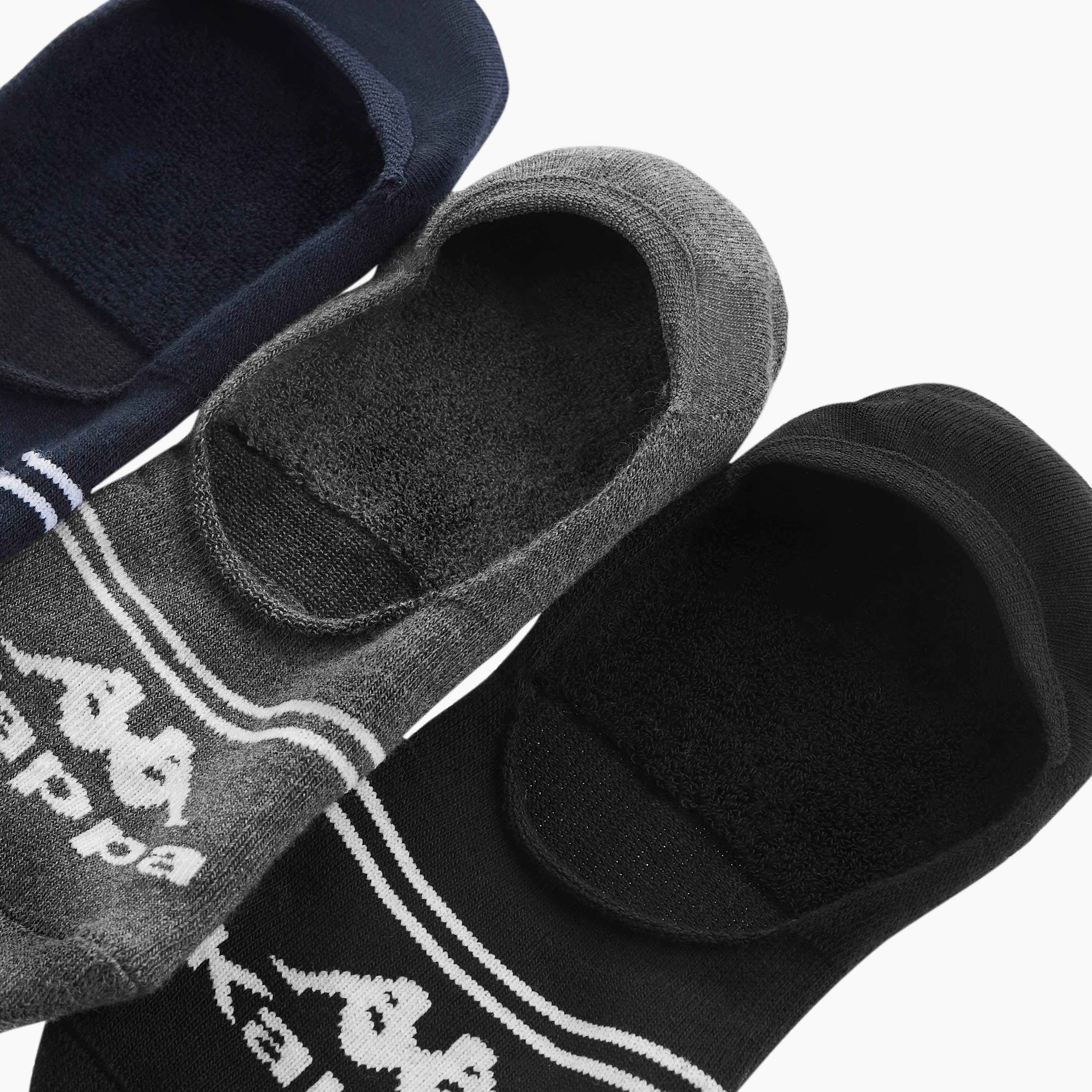 Set of 3 - Kappa Logo Detail Invisible Socks with Antibacterial Protection-men-socks-image-4