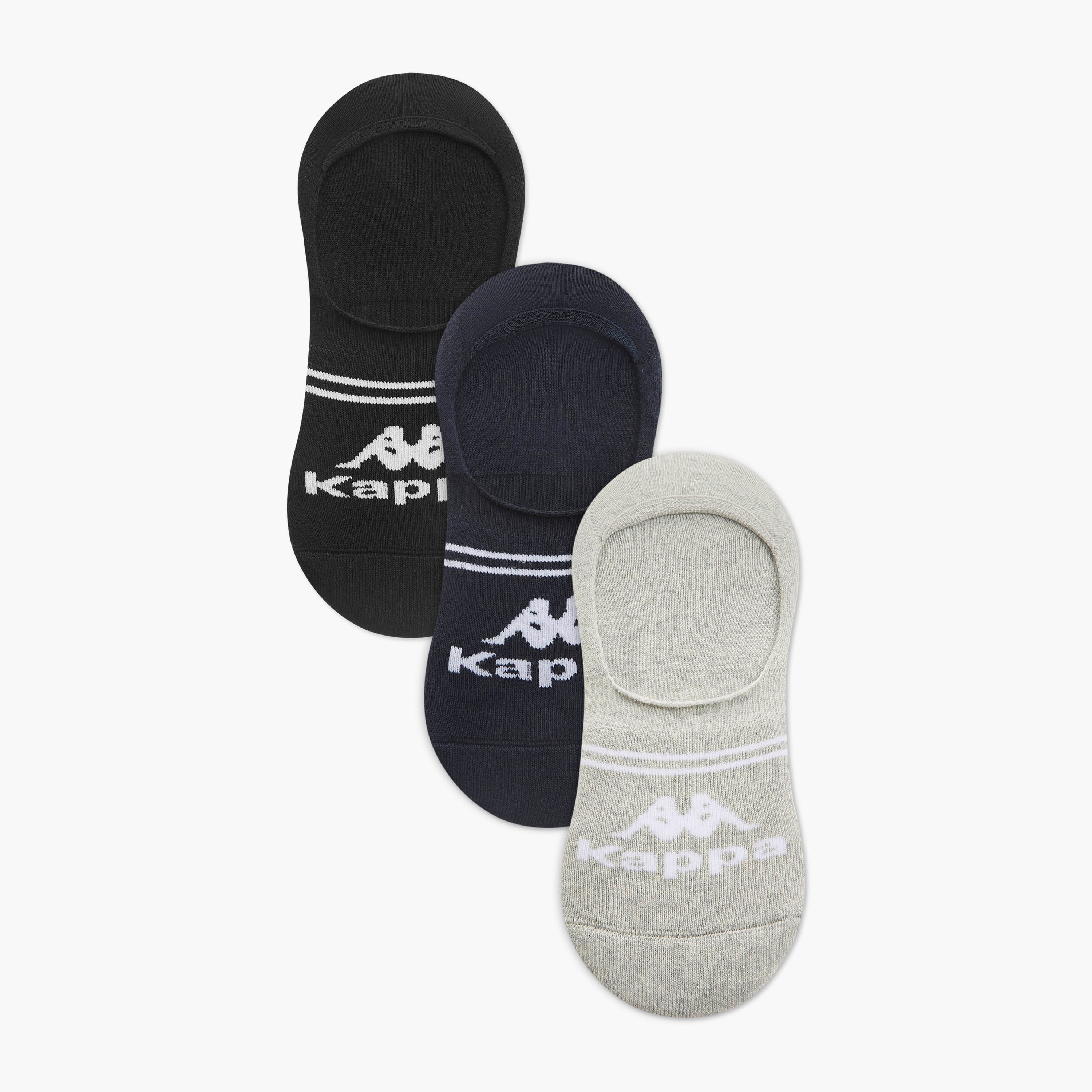 Set of 3 - Kappa Logo Detail Invisible Socks with Antibacterial Protection-men-socks-image-1
