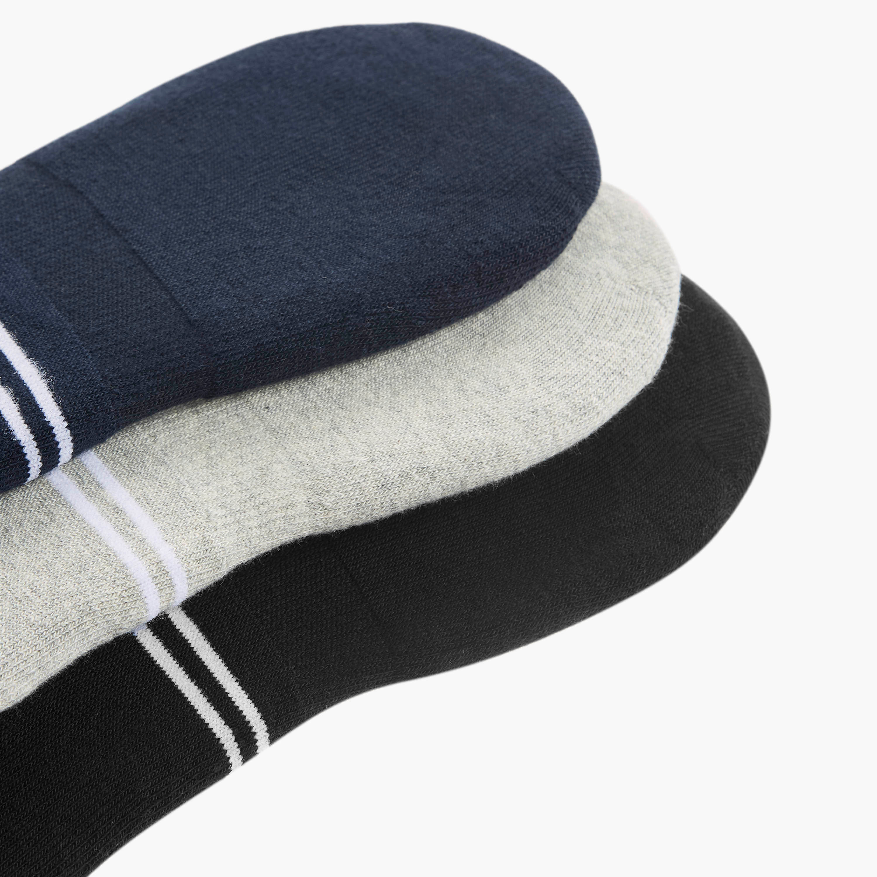 Set of 3 - Kappa Logo Detail Invisible Socks with Antibacterial Protection-men-socks-image-3